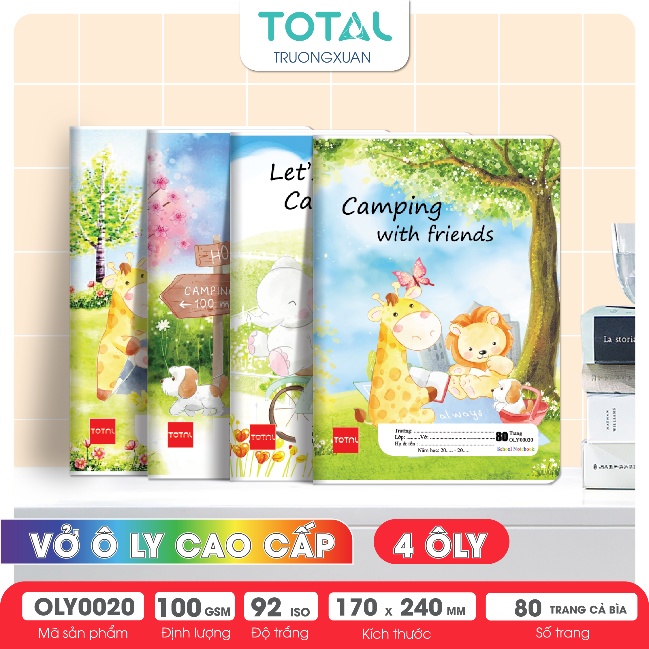 Vở oly Total Camping 80 trang 4 ôly