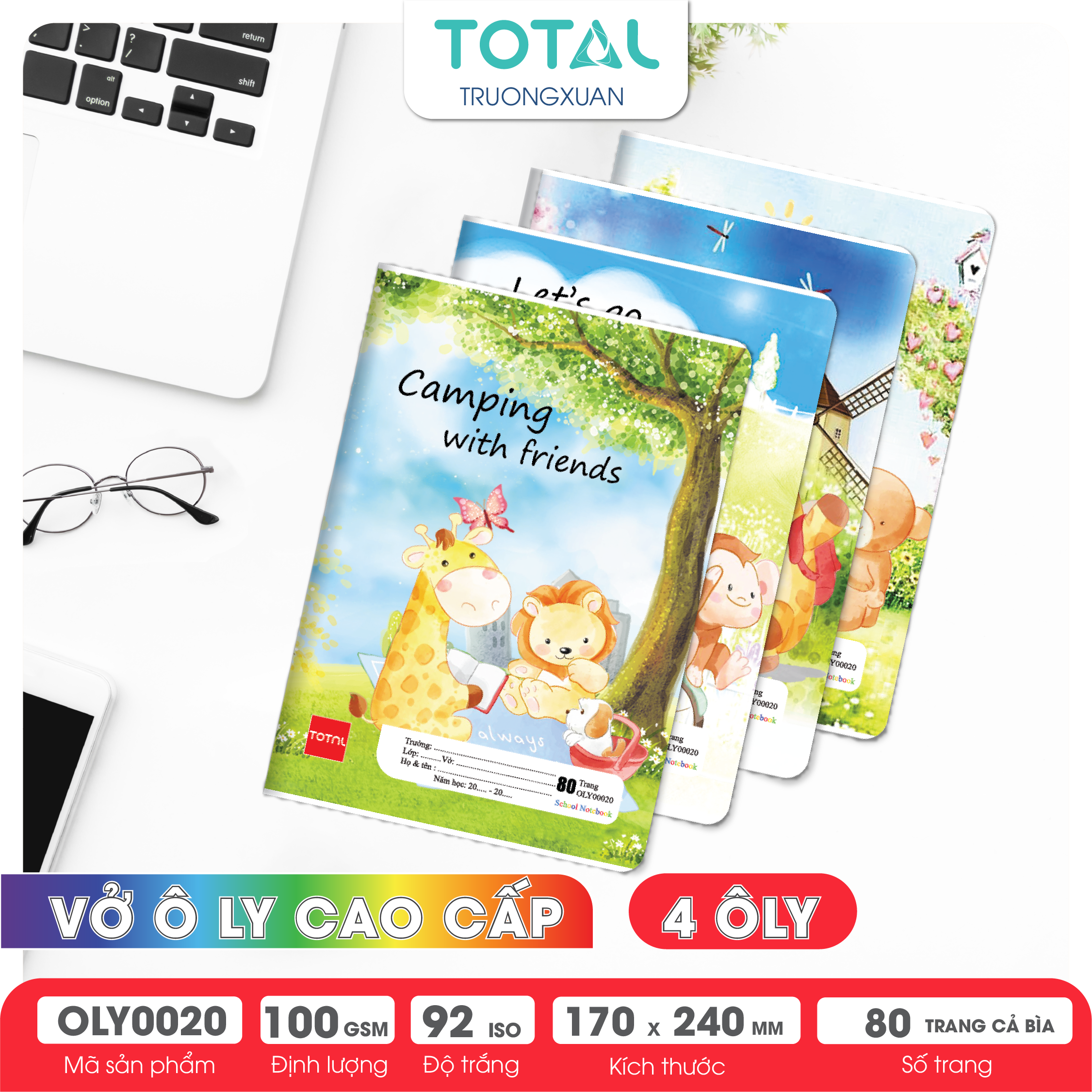 Vở oly Total Camping 80 trang 4 ôly