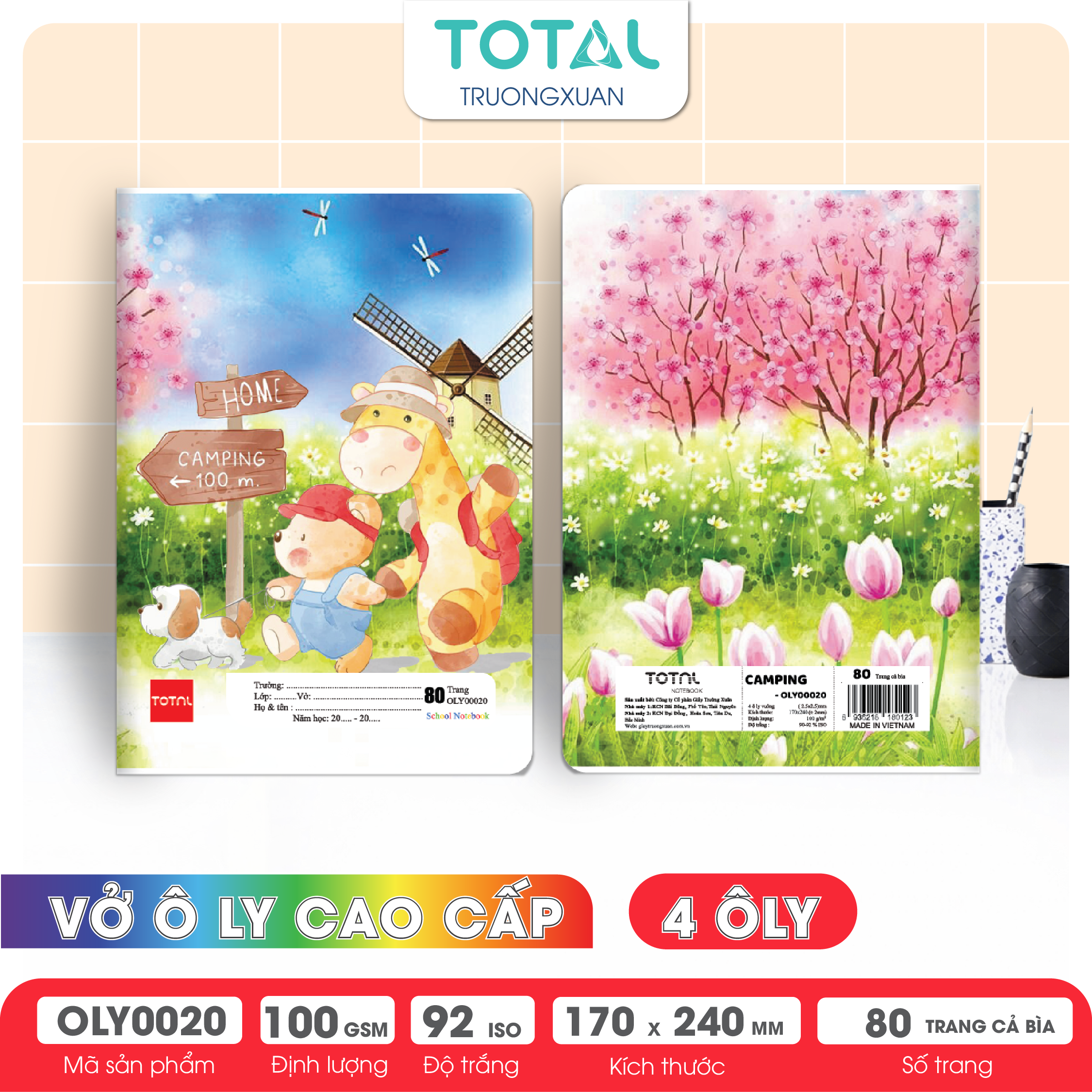 Vở oly Total Camping 80 trang 4 ôly