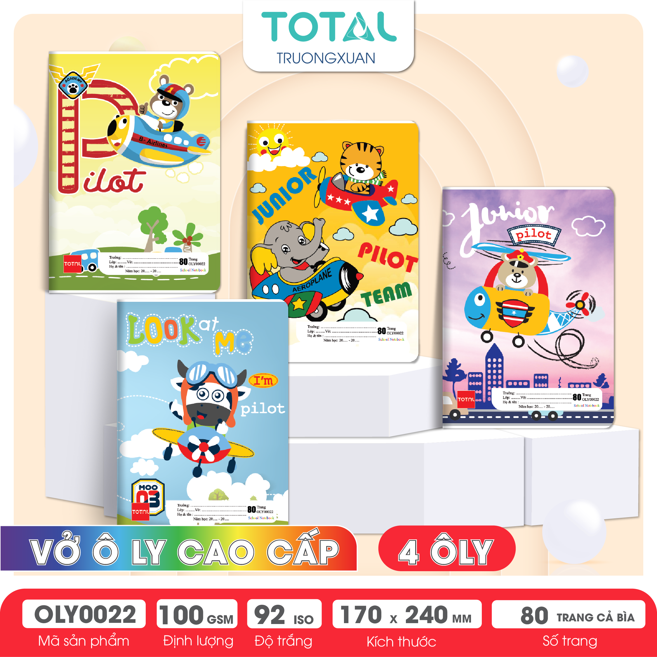 Vở oly Total Pilot 80 trang 4 ôly