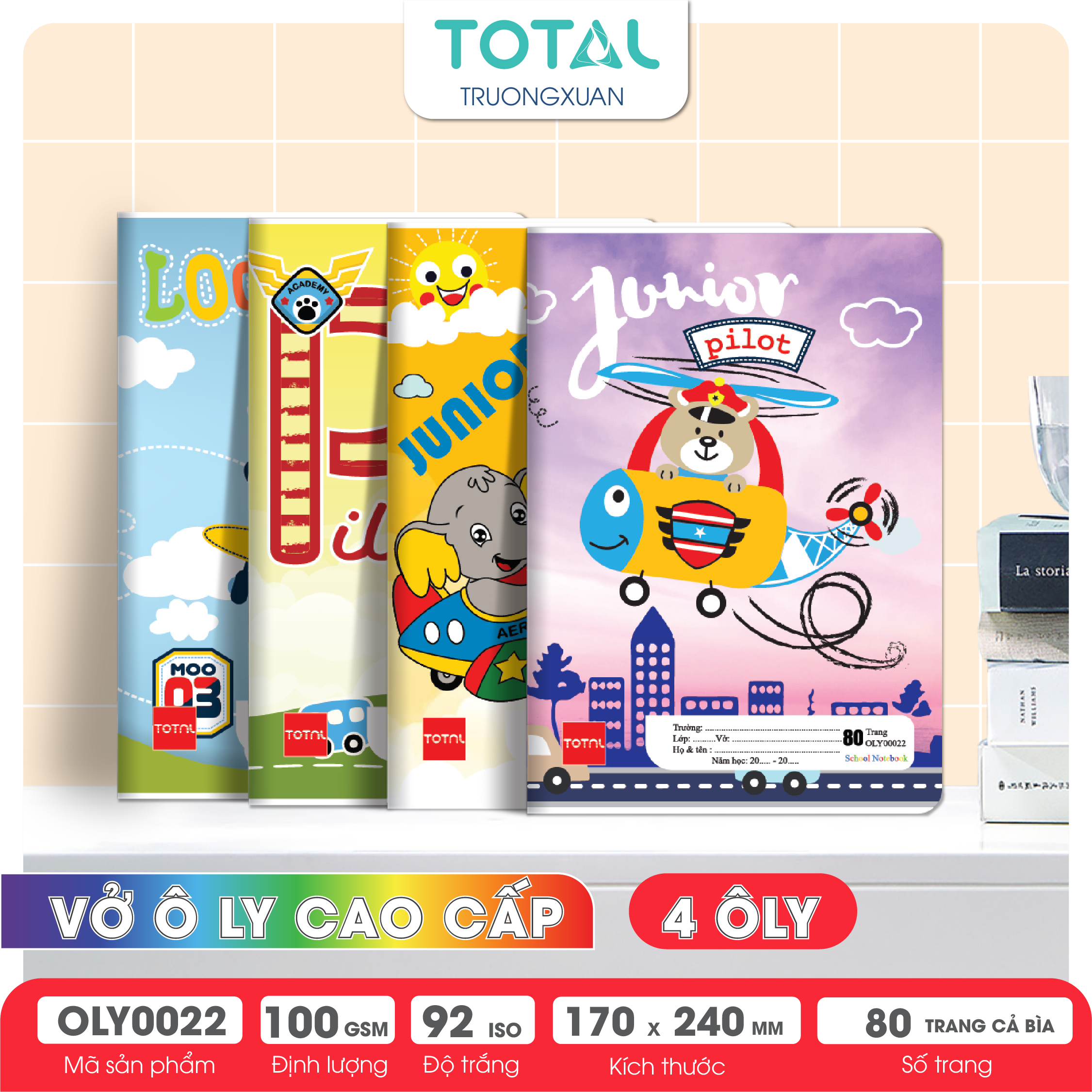 Vở oly Total Pilot 80 trang 4 ôly