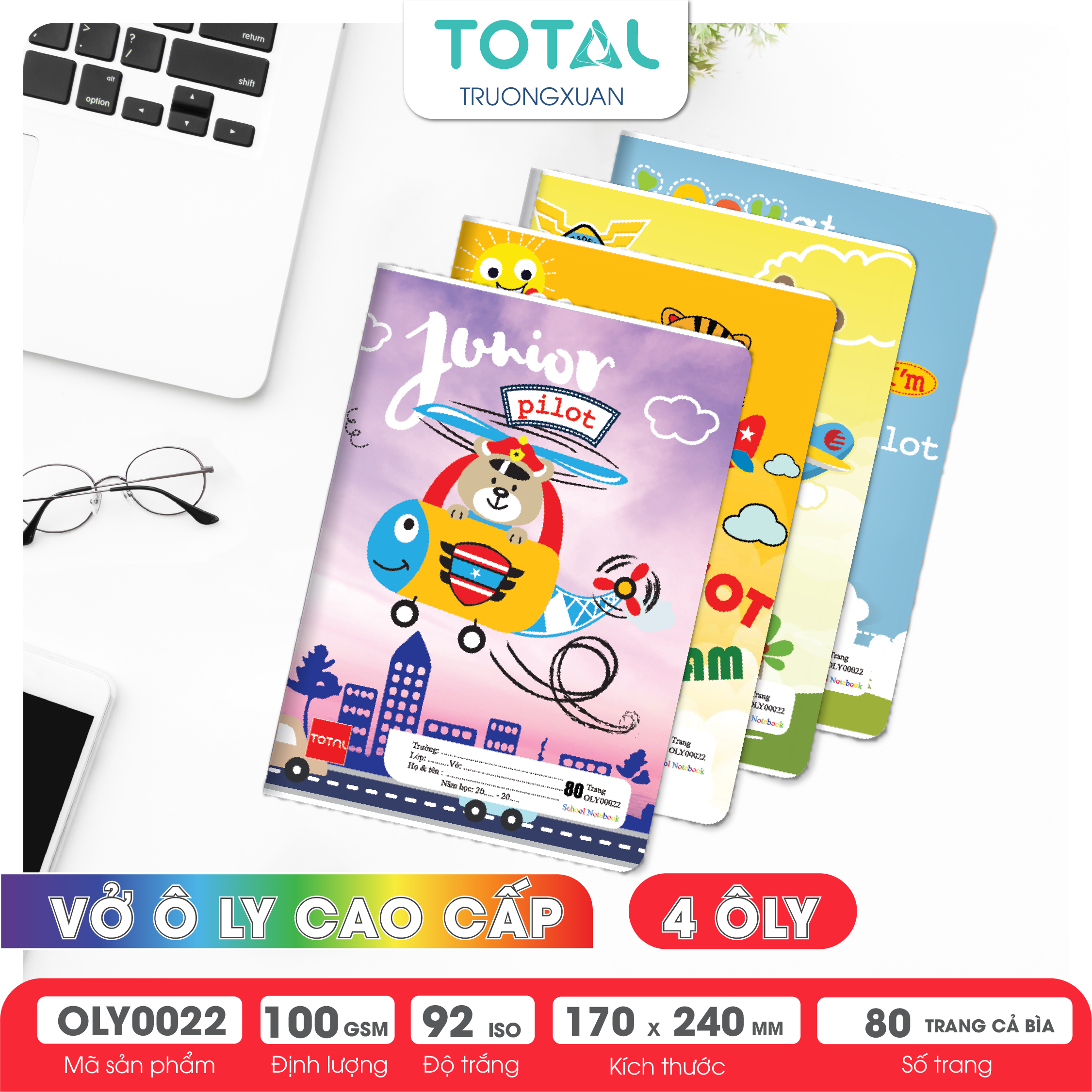 Vở oly Total Pilot 80 trang 4 ôly