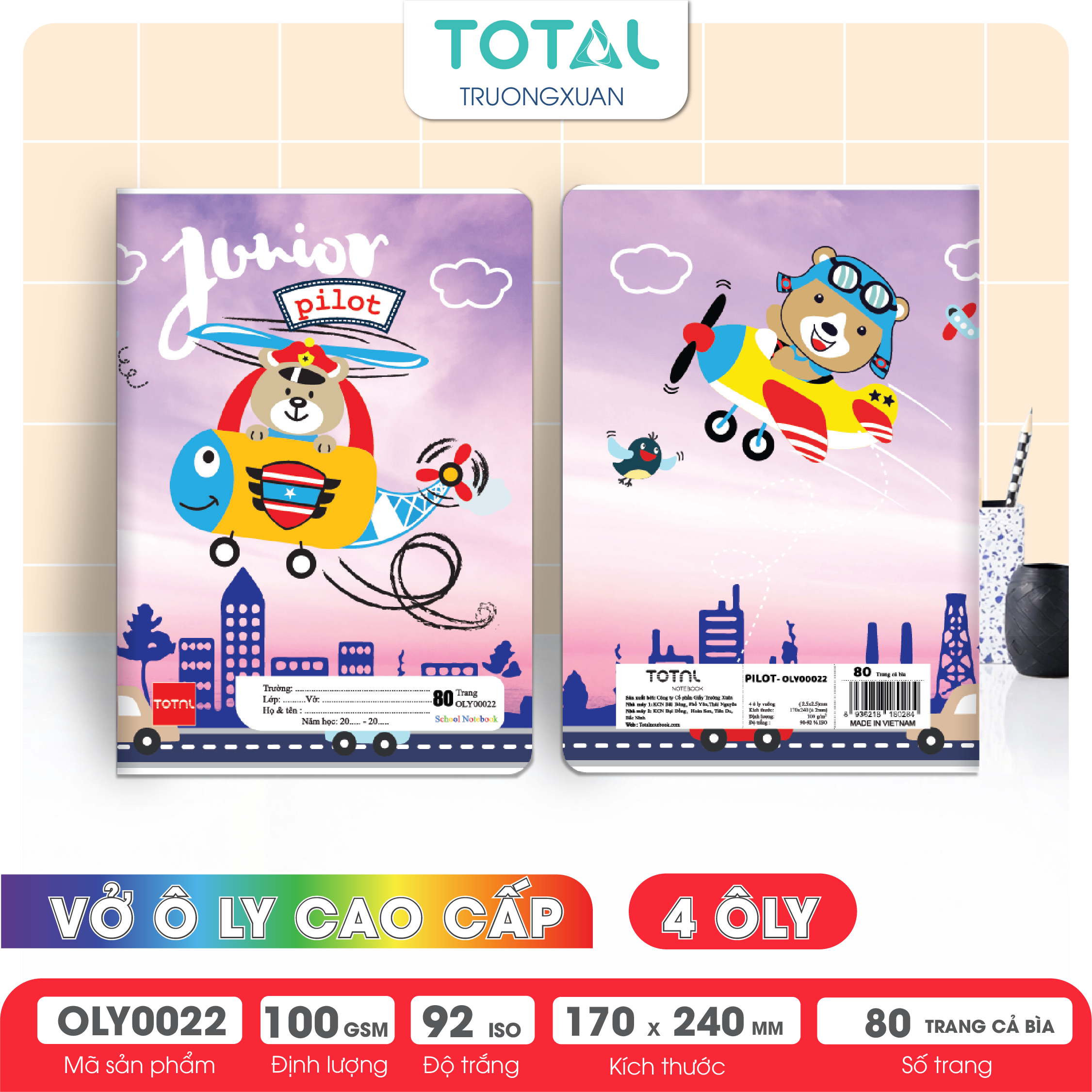 Vở oly Total Pilot 80 trang 4 ôly