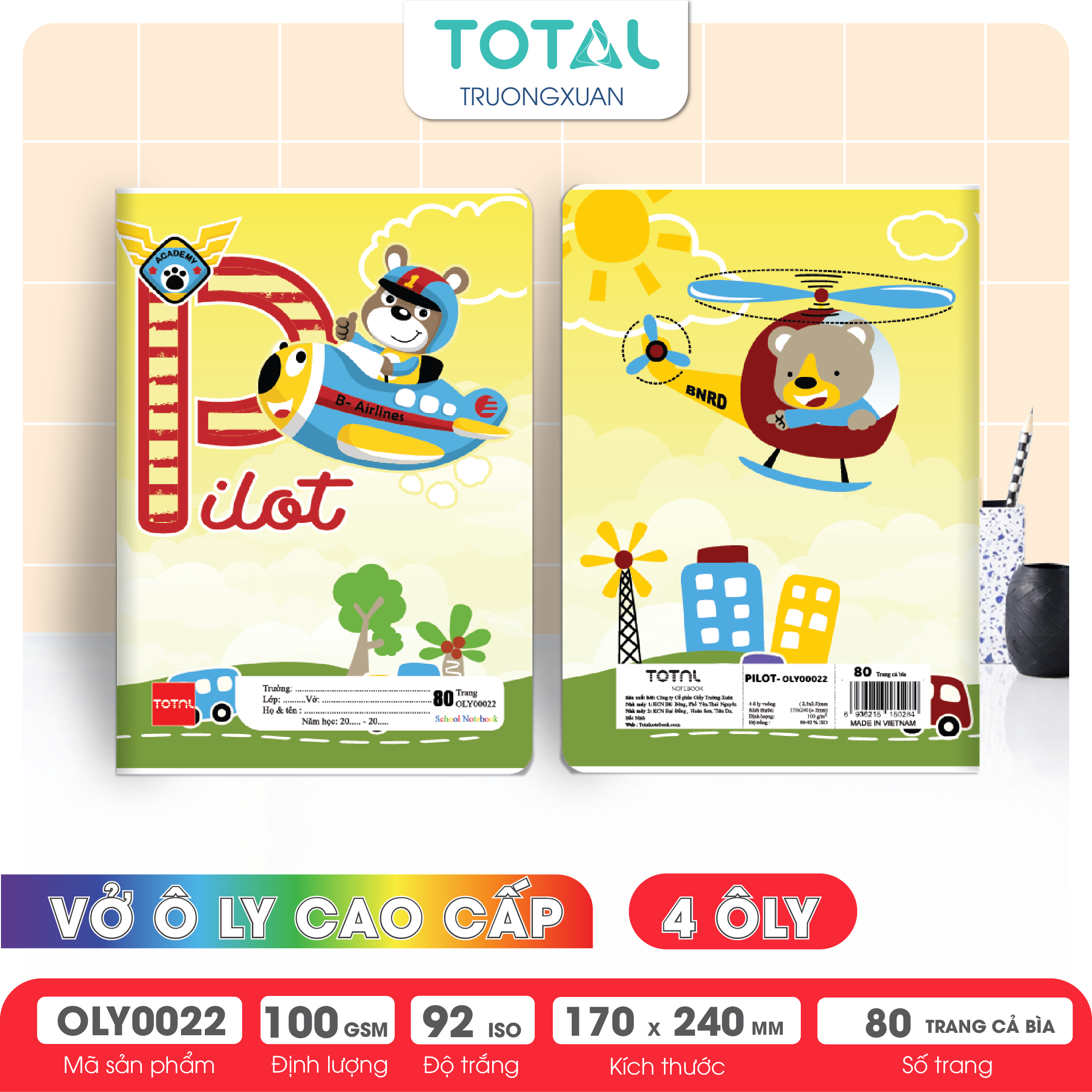 Vở oly Total Pilot 80 trang 4 ôly