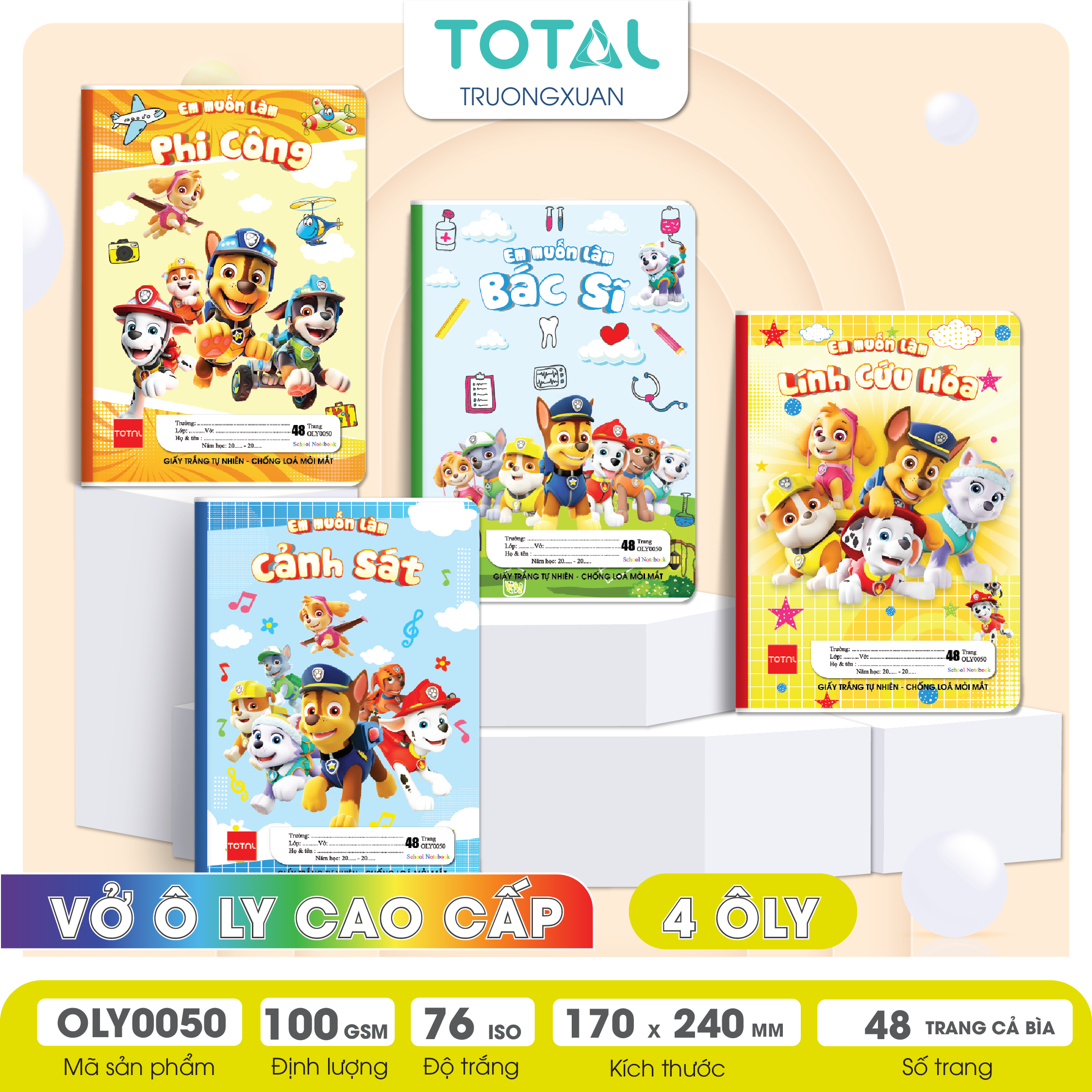 Vở oly chống lóa Total Paw Petrol 48 trang 4 ôly