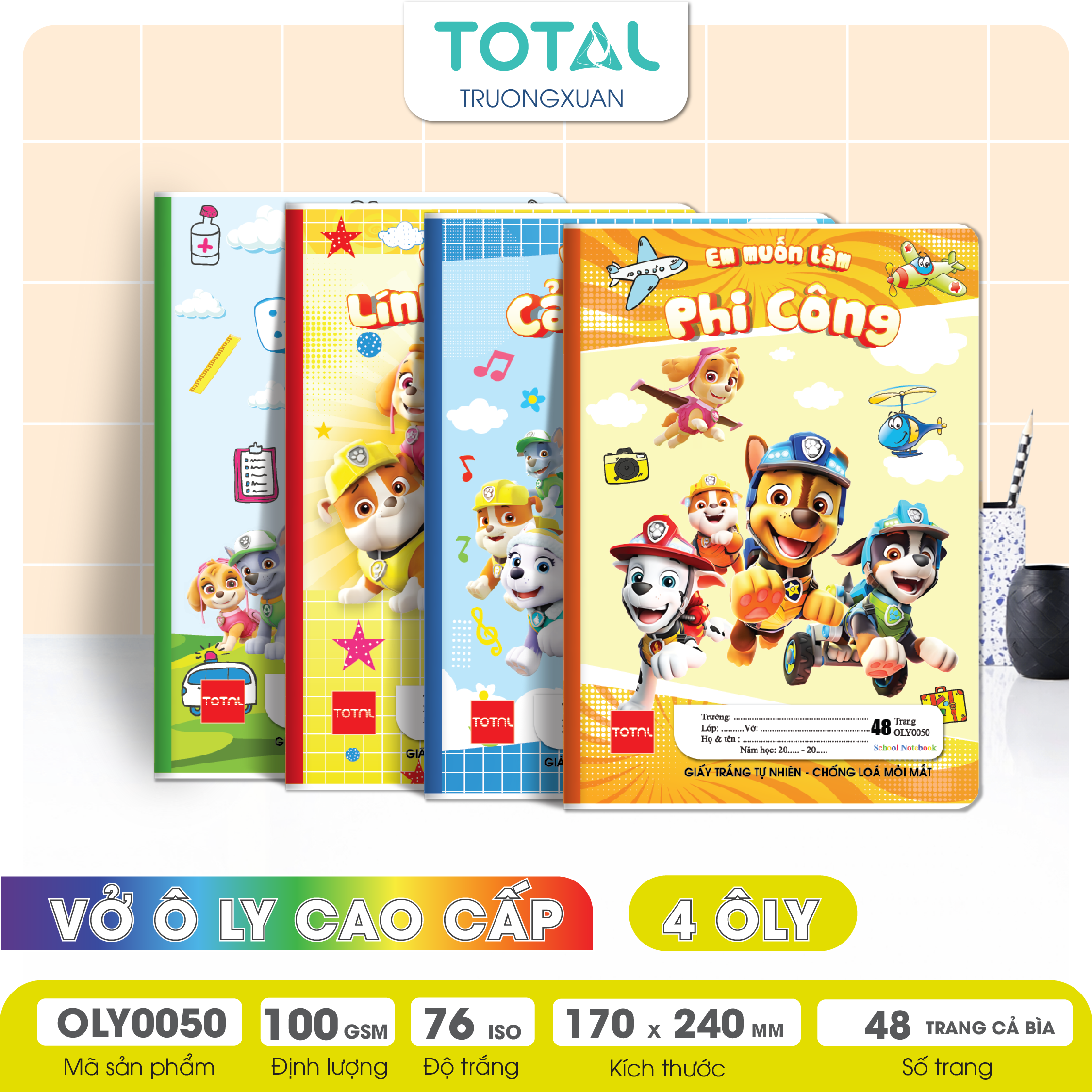 Vở oly chống lóa Total Paw Petrol 48 trang 4 ôly