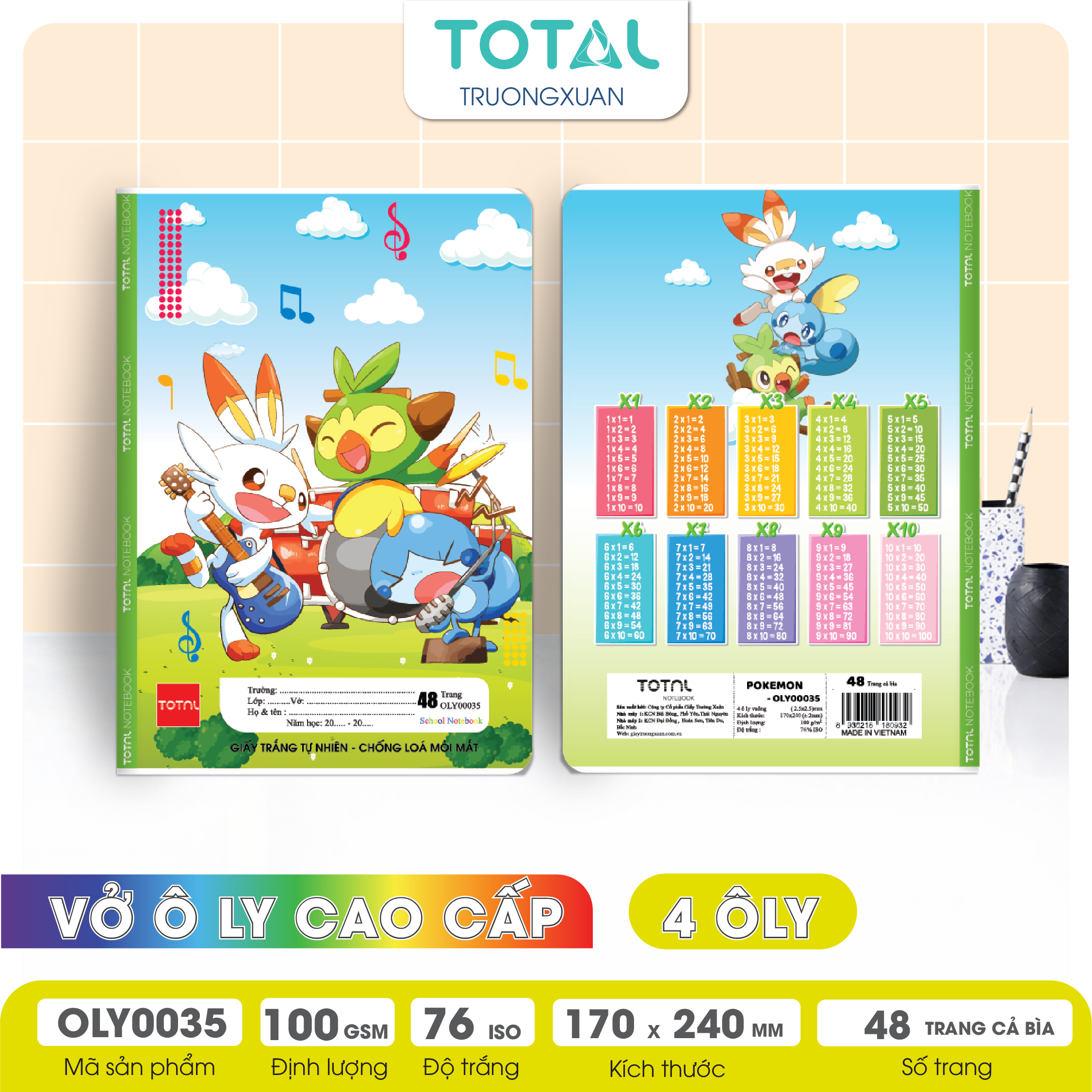 Vở oly chống lóa Total Pokemon 48 trang 4 ôly