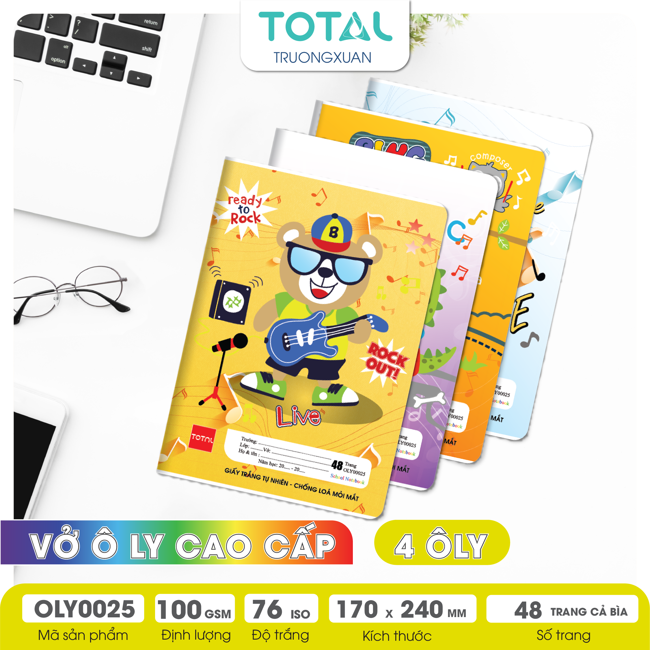 Vở oly chống lóa Total Music.02 48 trang 4 ôly