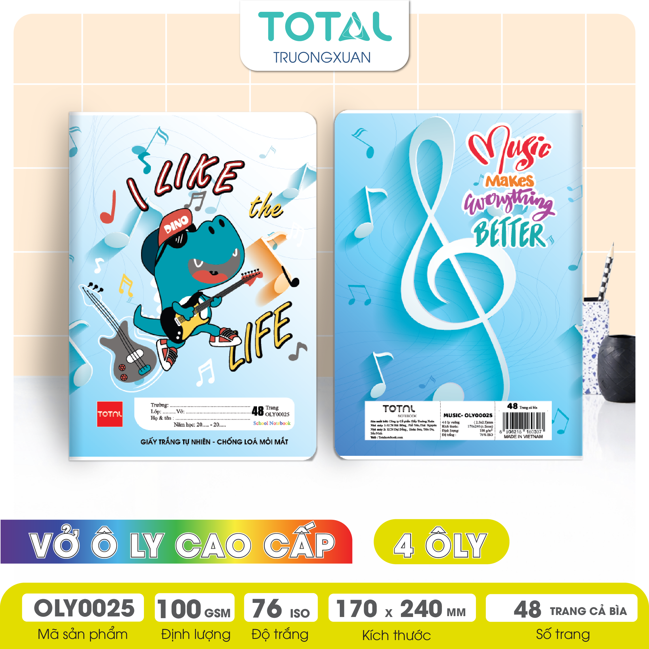 Vở oly chống lóa Total Music.02 48 trang 4 ôly