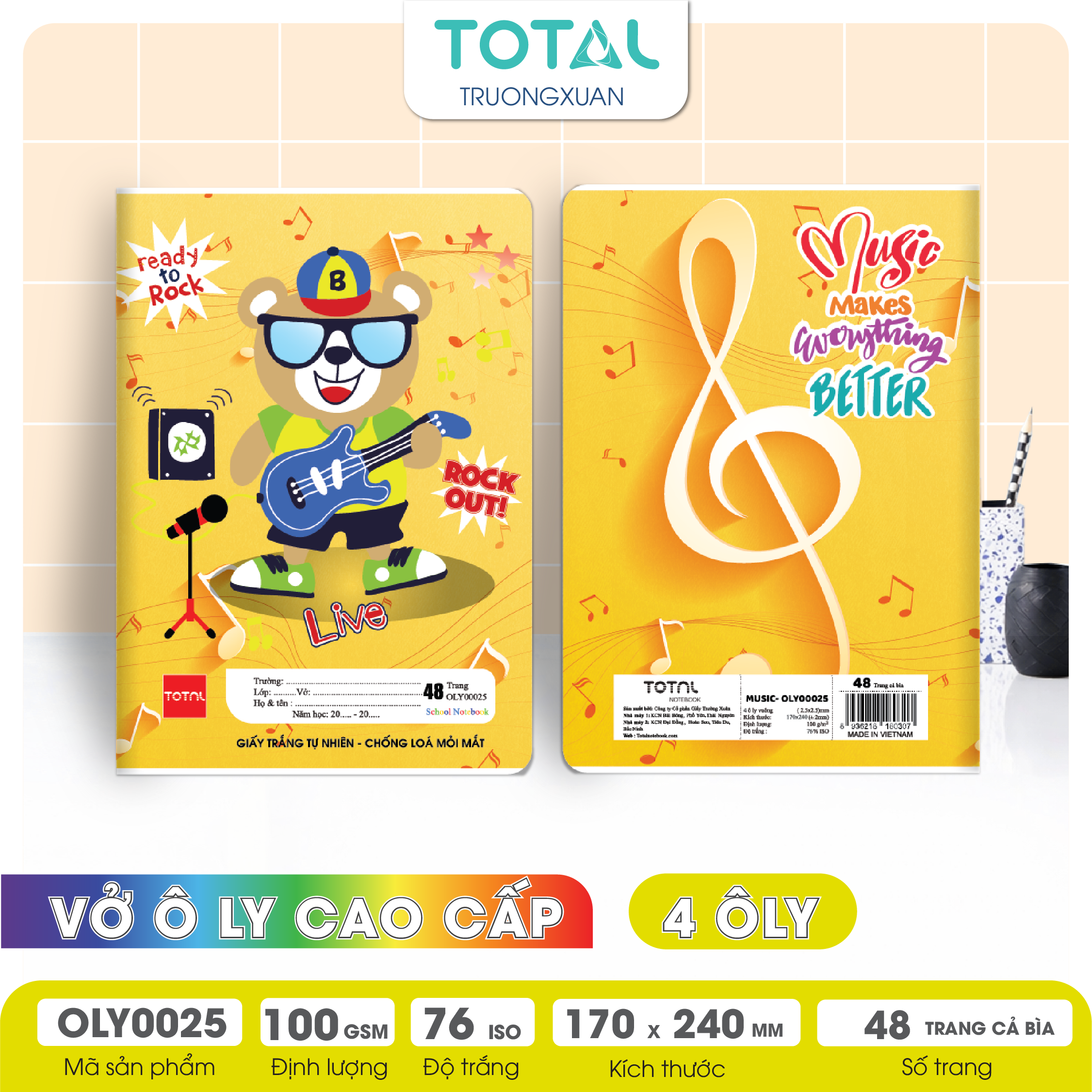 Vở oly chống lóa Total Music.02 48 trang 4 ôly