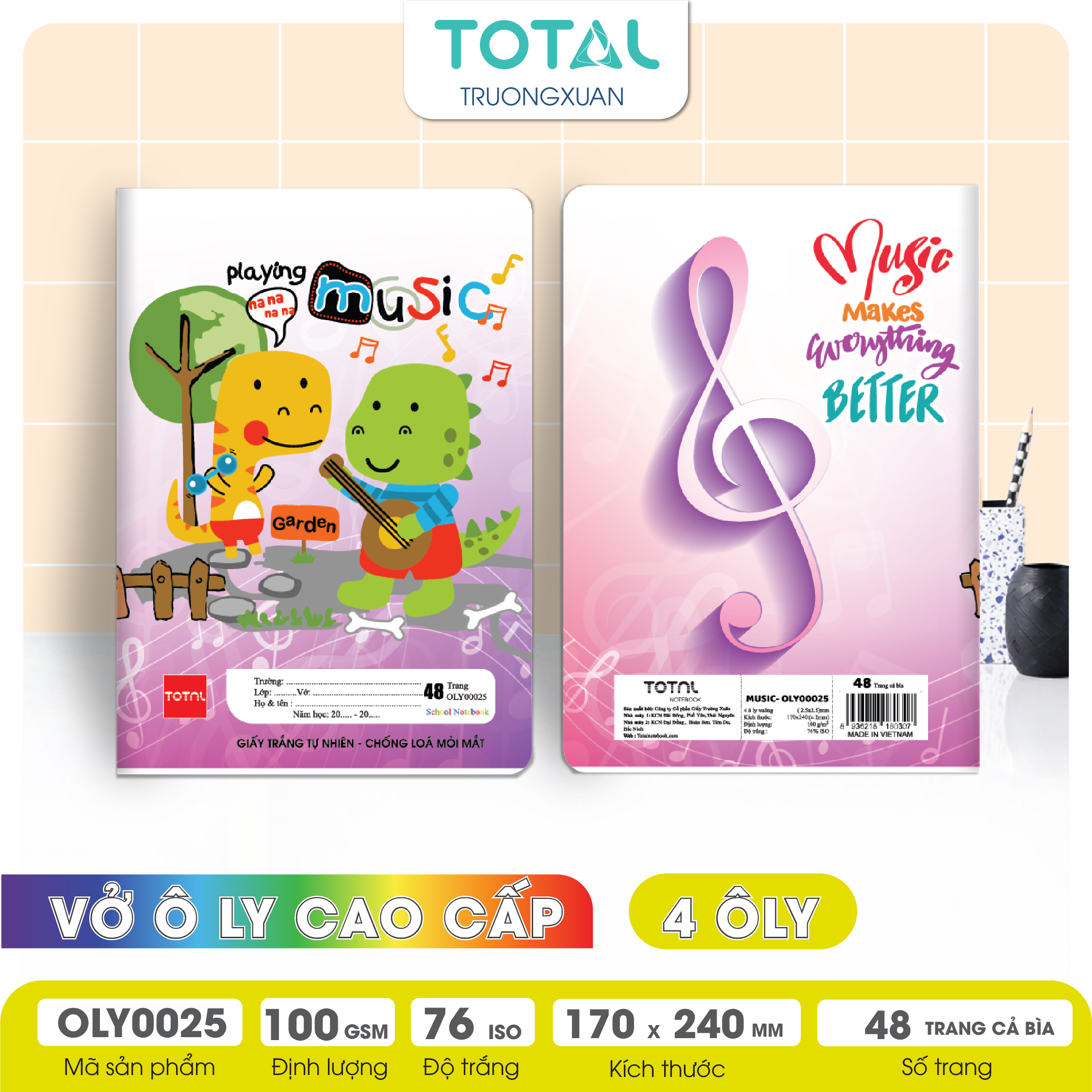 Vở oly chống lóa Total Music.02 48 trang 4 ôly