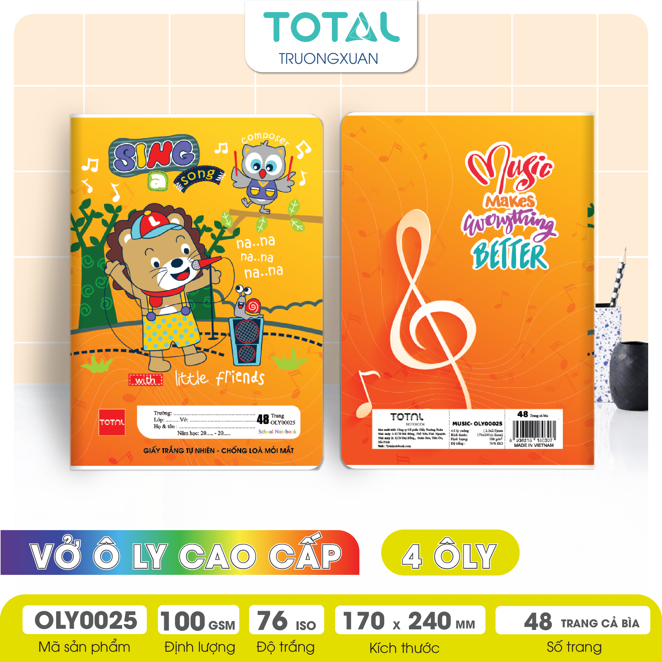 Vở oly chống lóa Total Music.02 48 trang 4 ôly