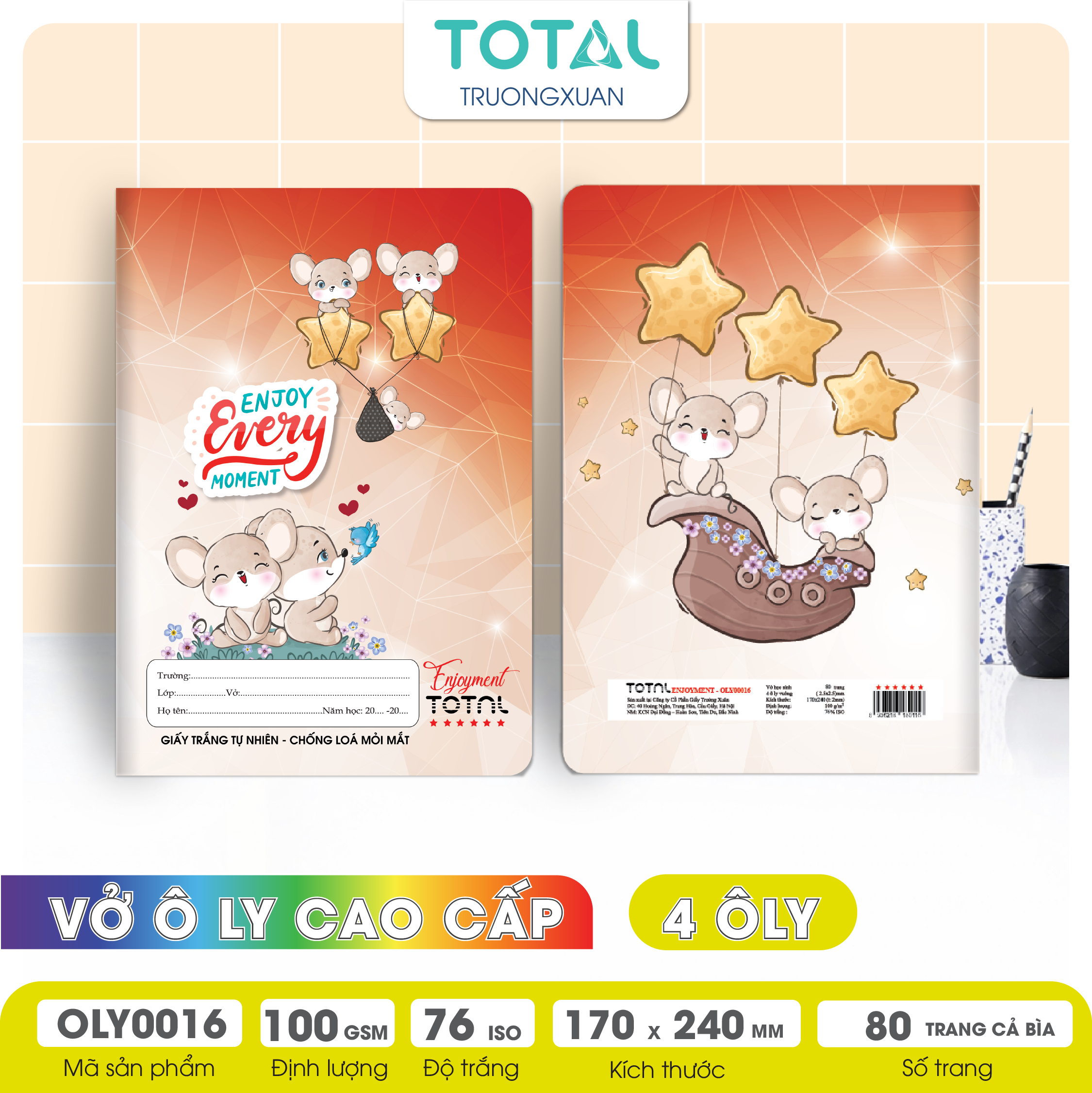 Vở oly chống lóa Total Enjoyment 80 trang 4 ôly