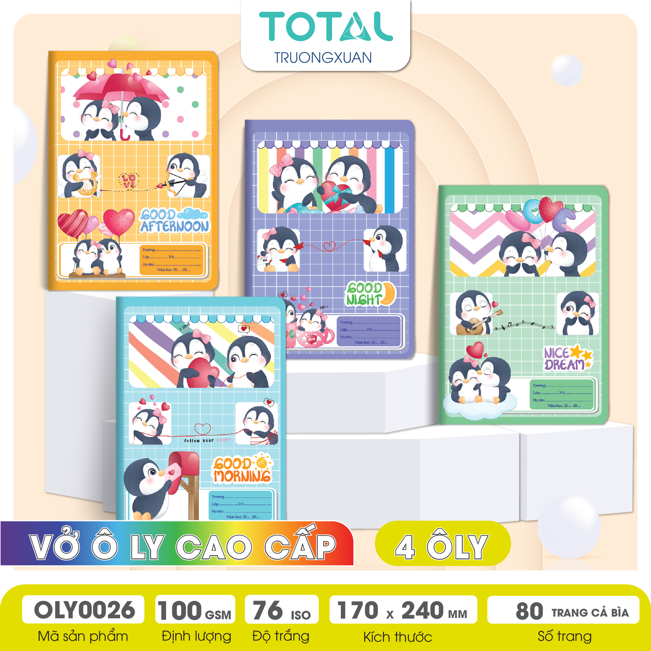 Vở oly chống lóa Total Penguin 80 trang 4 ôly