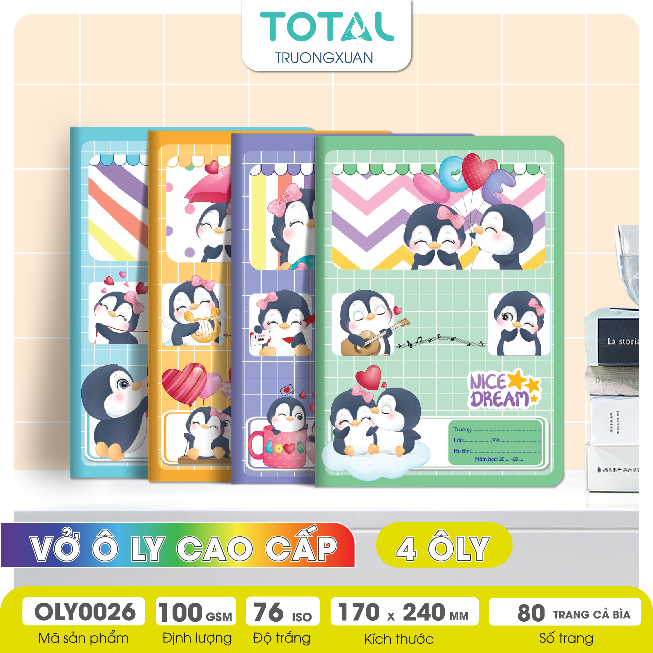 Vở oly chống lóa Total Penguin 80 trang 4 ôly