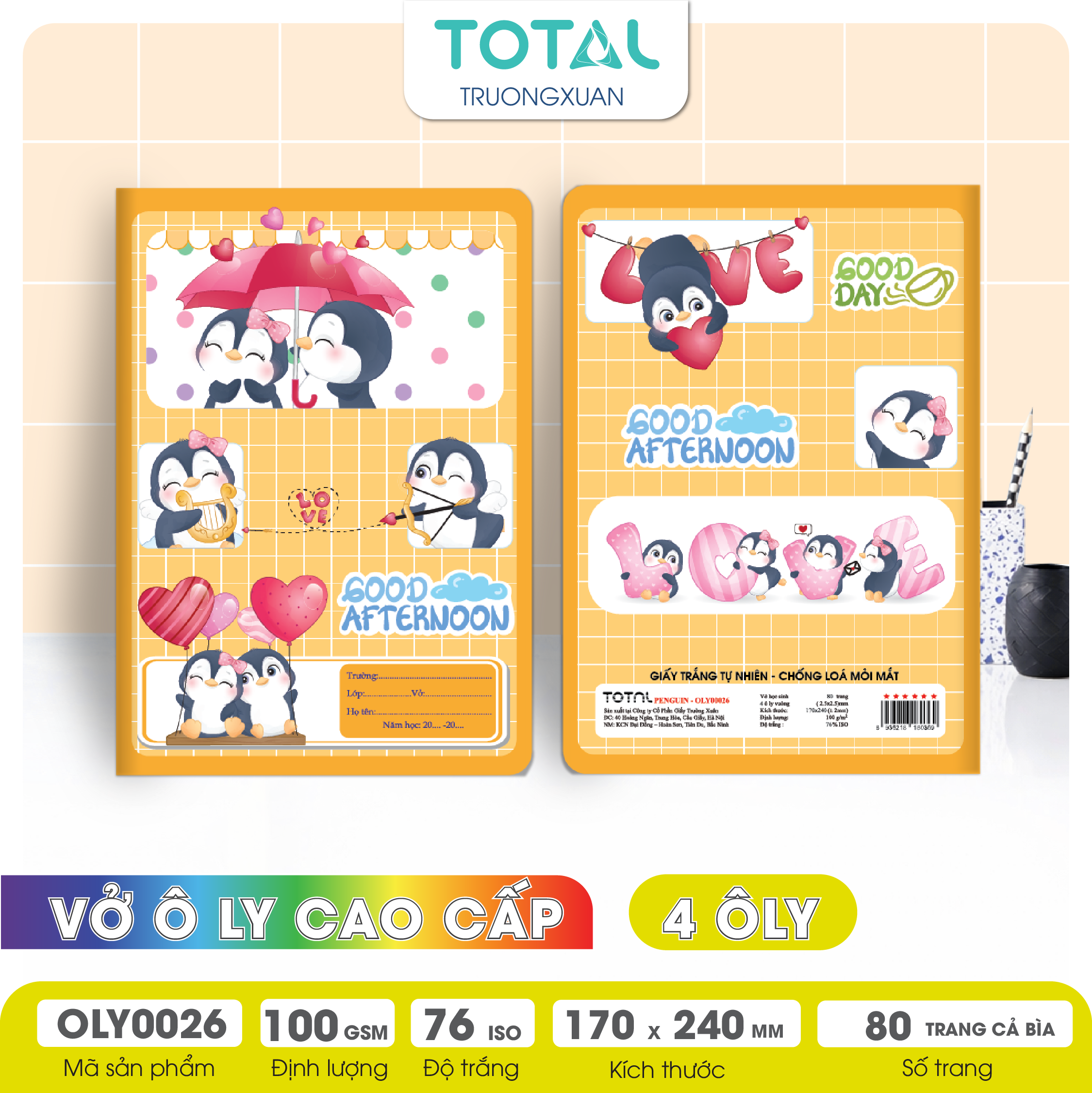 Vở oly chống lóa Total Penguin 80 trang 4 ôly