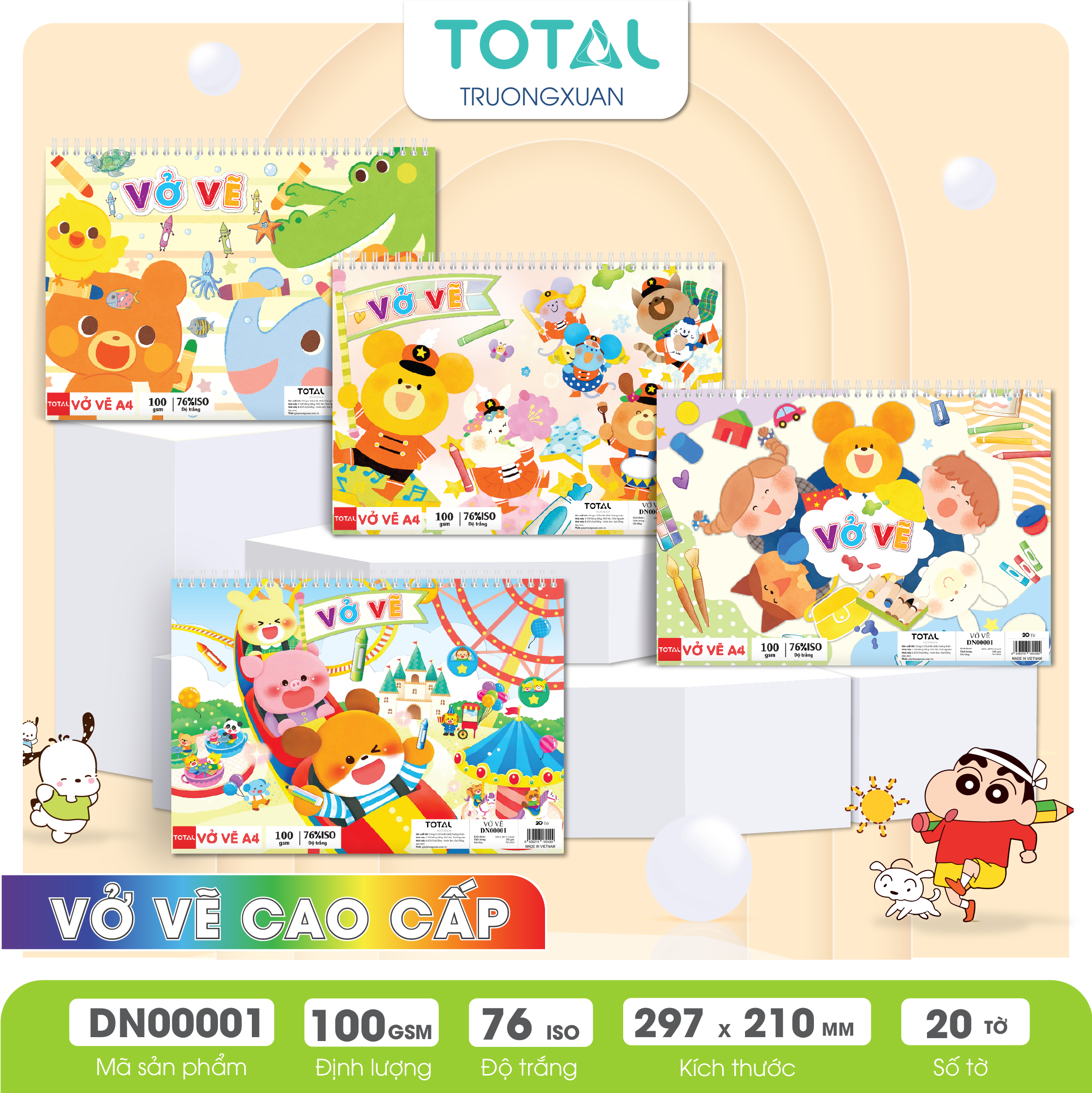 Vở vẽ lò xo chống lóa A4- 20 tờ/ quyển