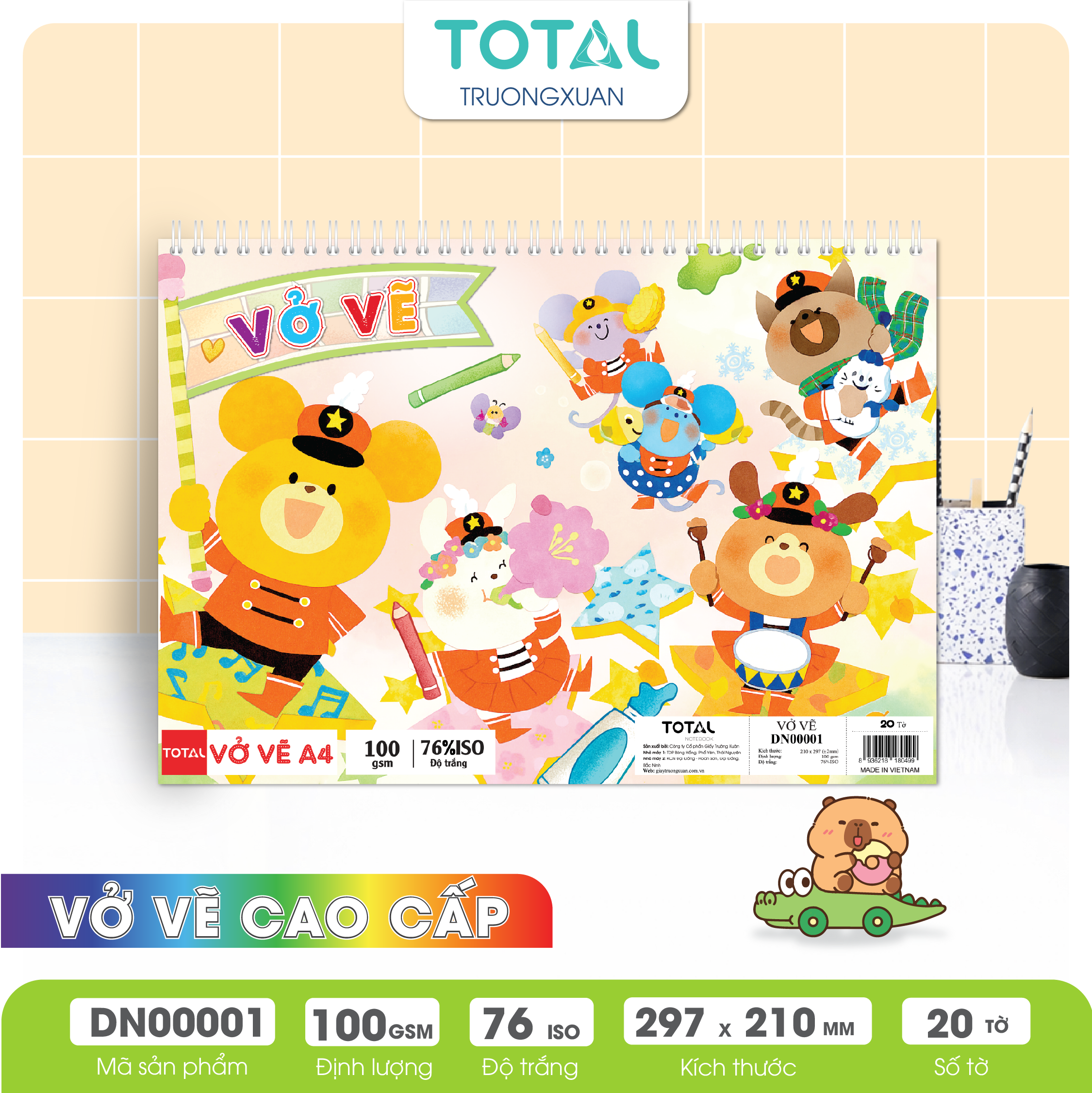 Vở vẽ lò xo chống lóa A4- 20 tờ/ quyển