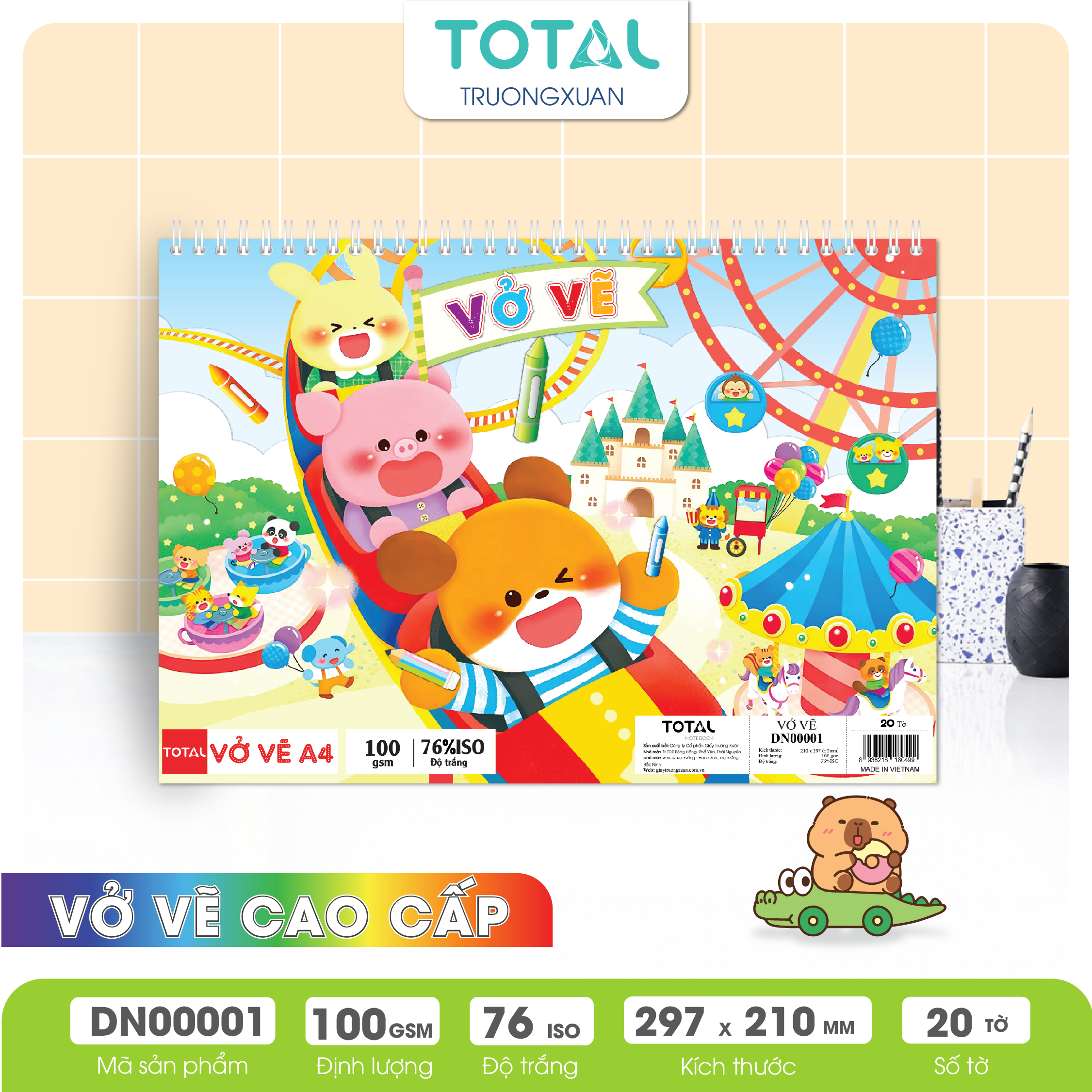 Vở vẽ lò xo chống lóa A4- 20 tờ/ quyển