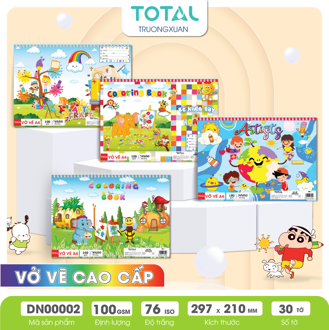 Vở vẽ lò xo chống lóa A4- 30 tờ/ quyển