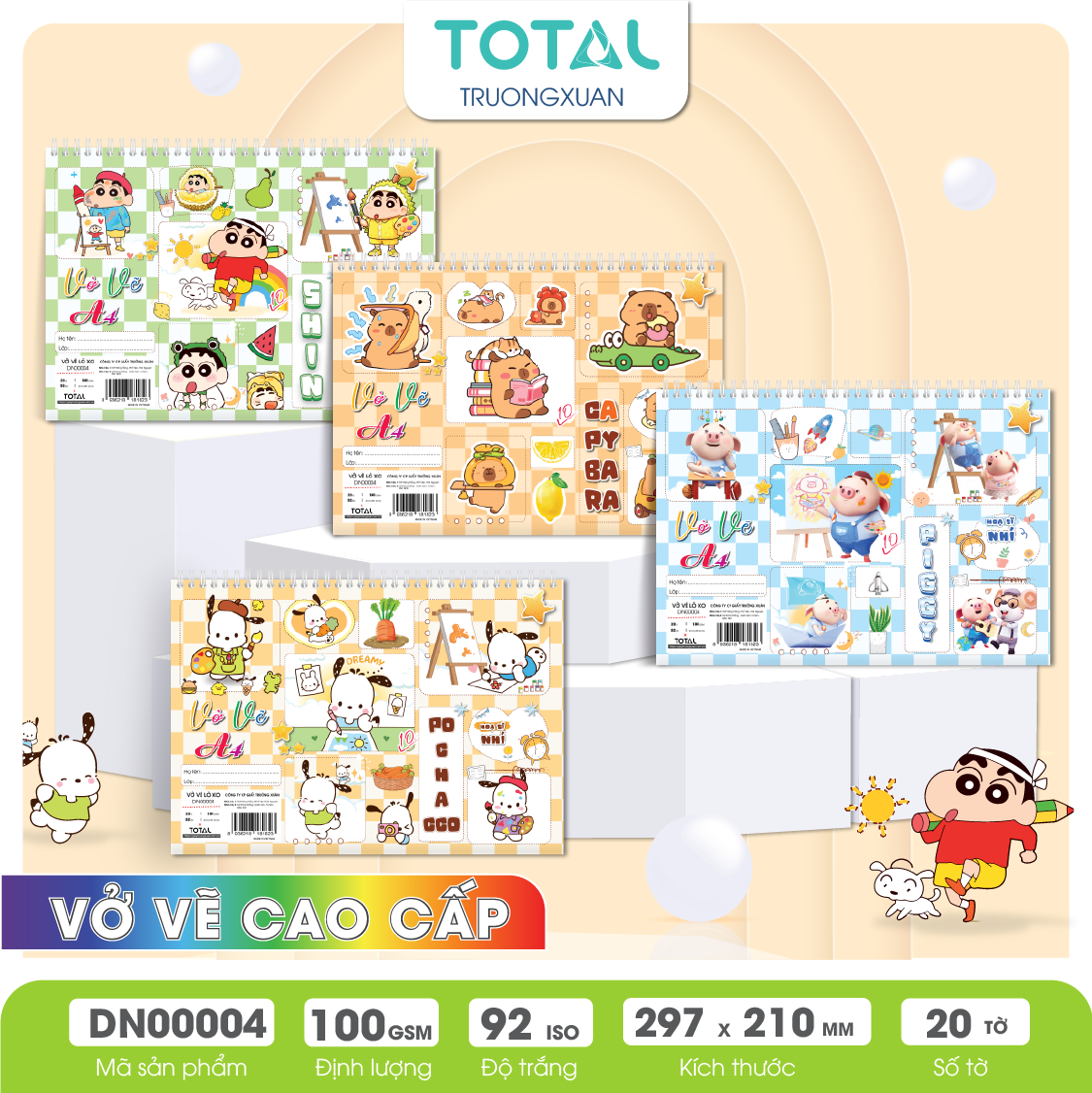 Vở vẽ lò xo A4- 20 tờ/ quyển