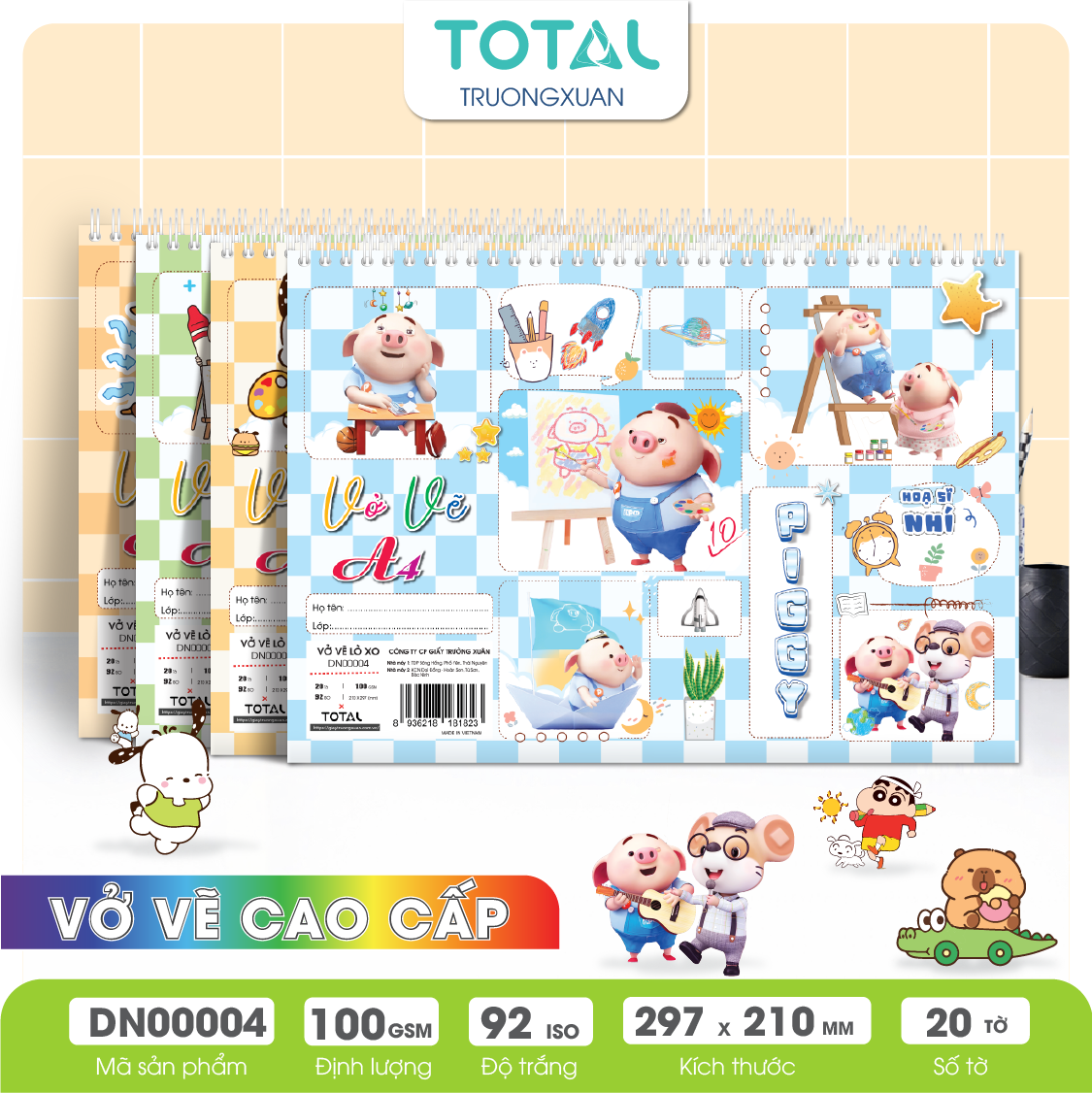 Vở vẽ lò xo A4- 20 tờ/ quyển