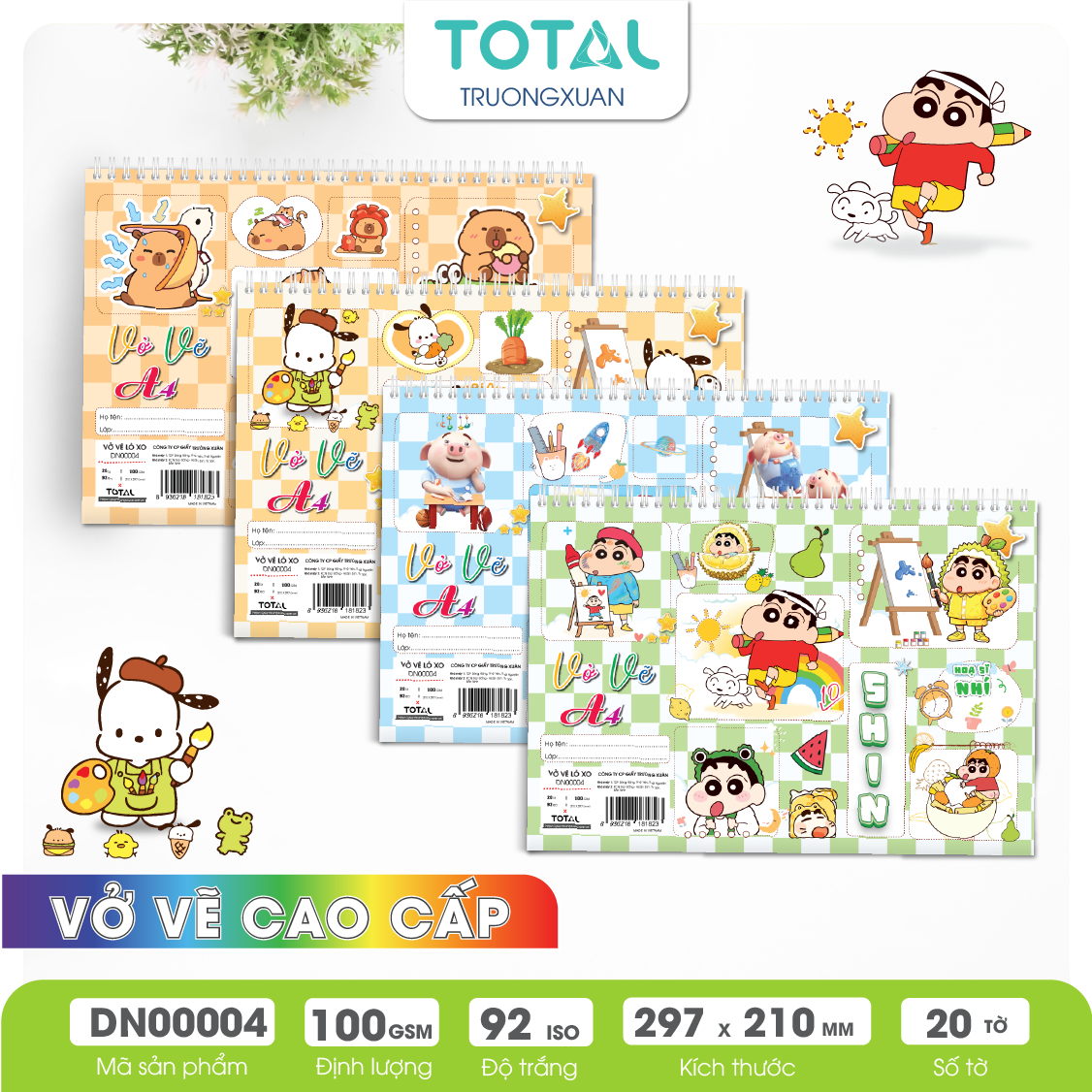 Vở vẽ lò xo A4- 20 tờ/ quyển