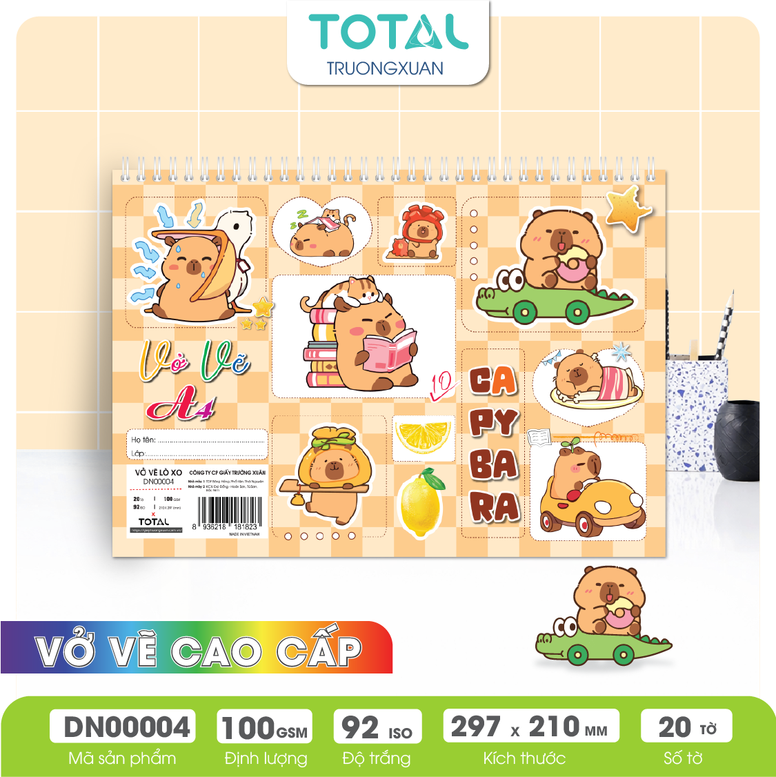 Vở vẽ lò xo A4- 20 tờ/ quyển