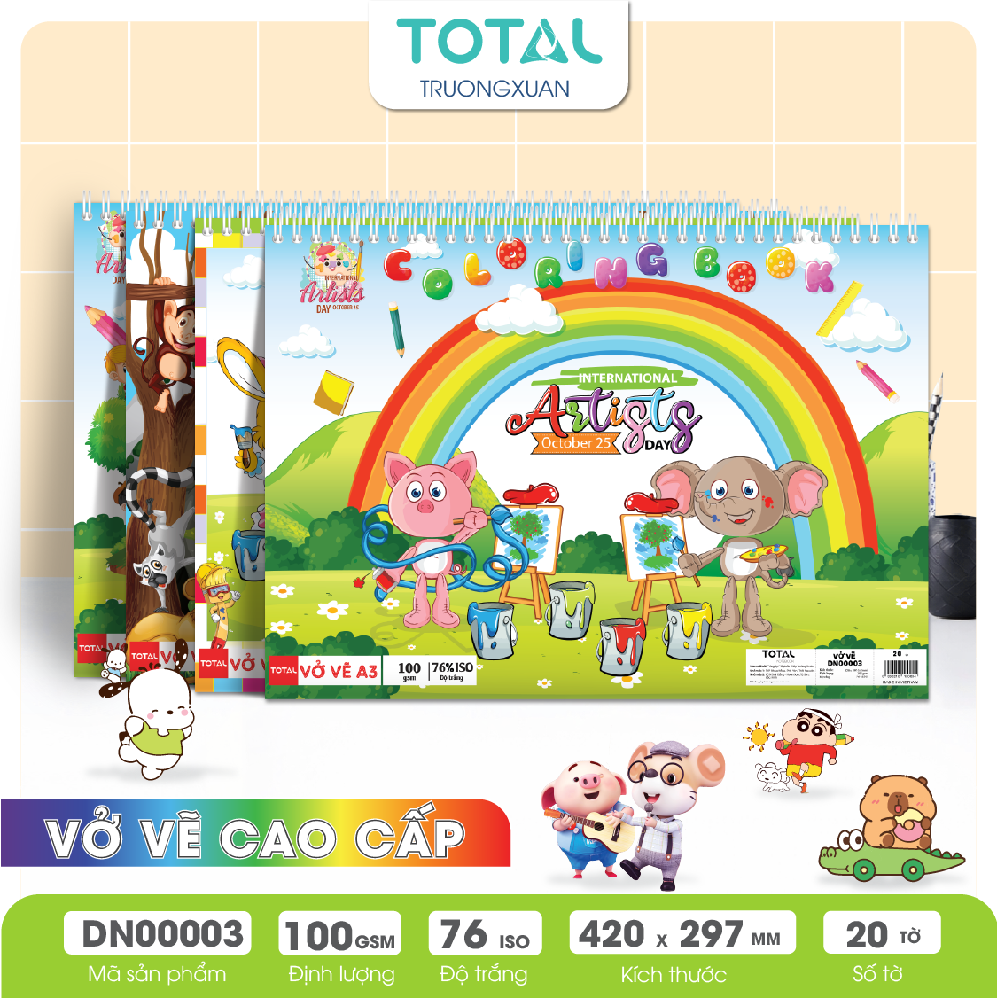 Vở vẽ lò xo chống lóa A3- 20 tờ/ quyển