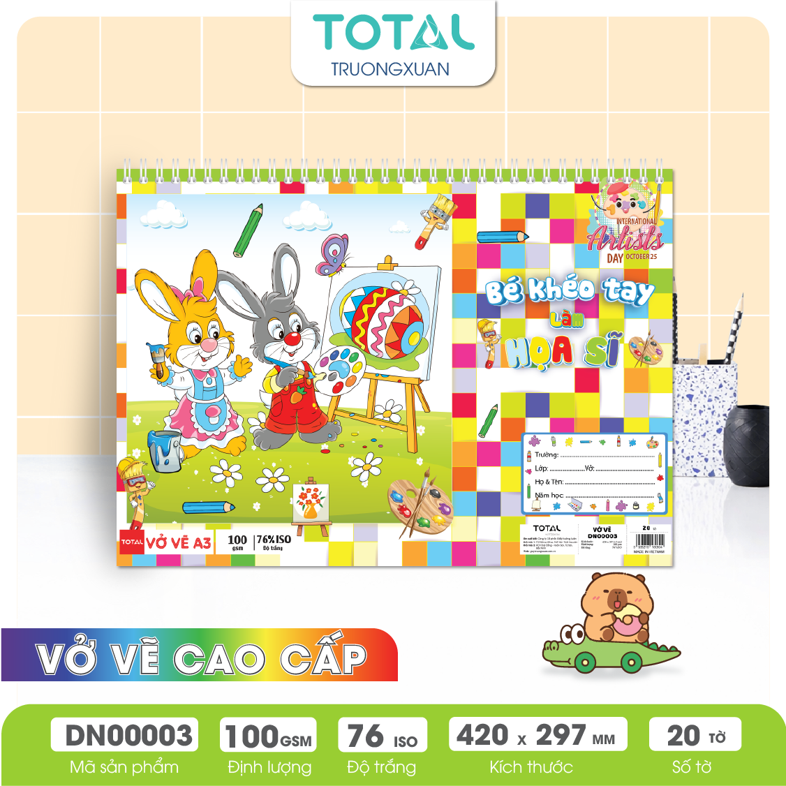 Vở vẽ lò xo chống lóa A3- 20 tờ/ quyển