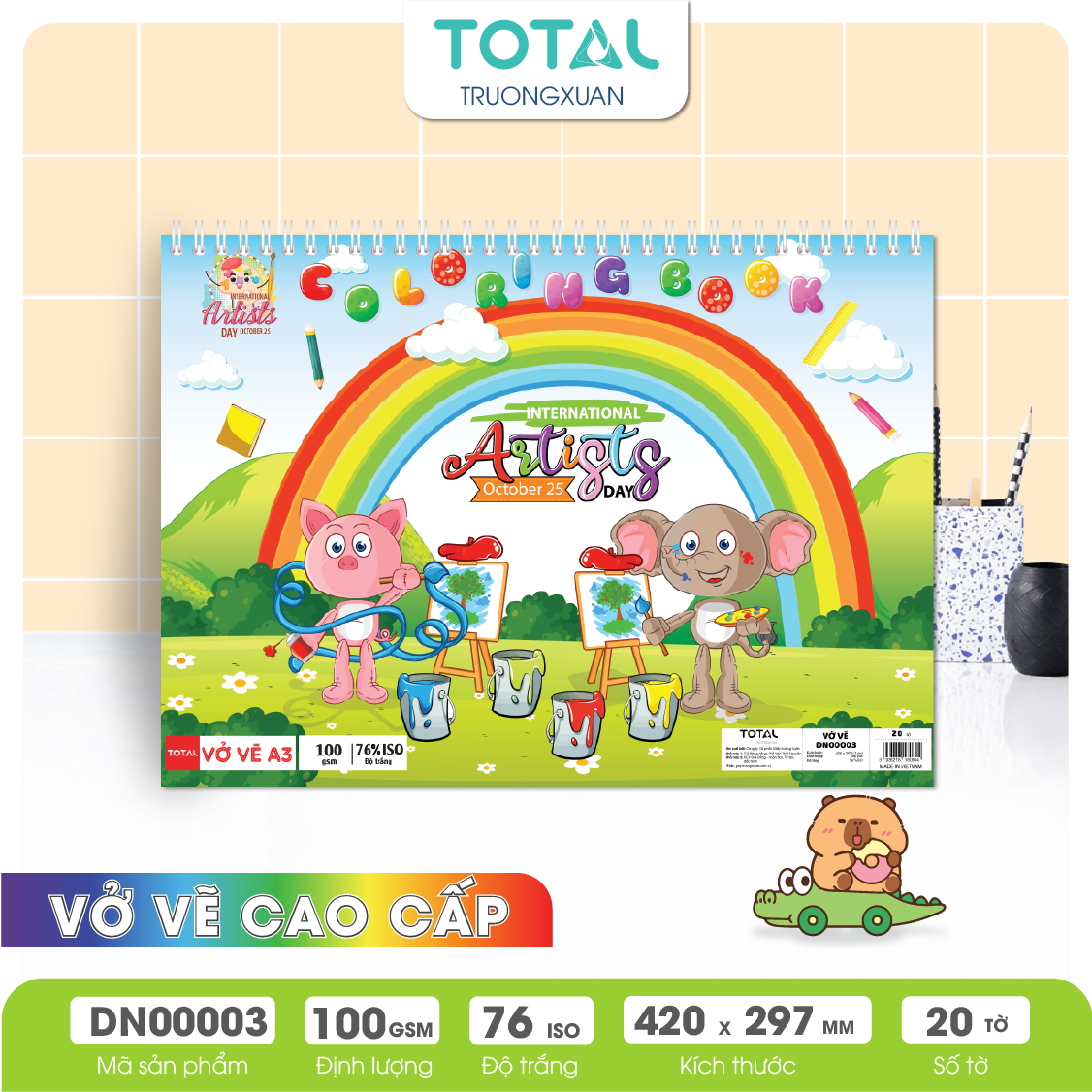 Vở vẽ lò xo chống lóa A3- 20 tờ/ quyển