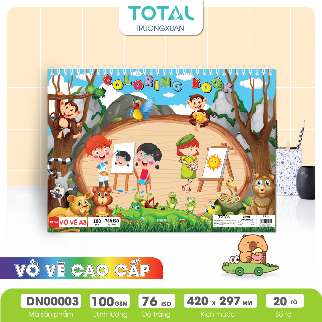 Vở vẽ lò xo chống lóa A3- 20 tờ/ quyển