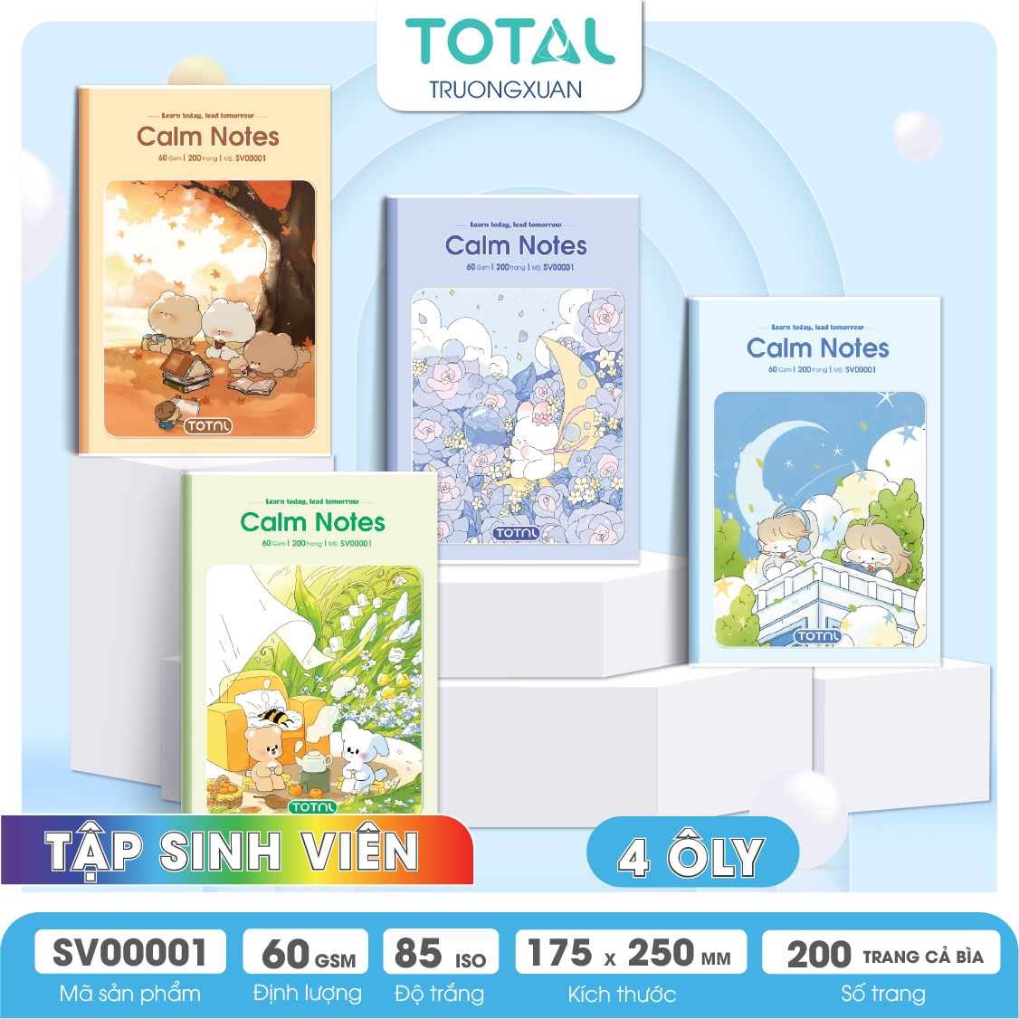 Tập sinh viên Total 4 ôly Calm Notes 200 trang