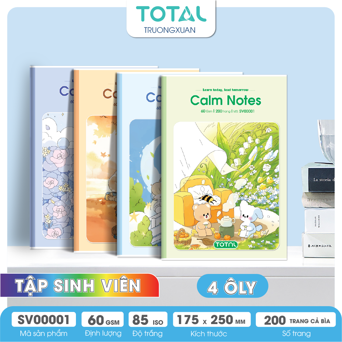 Tập sinh viên Total 4 ôly Calm Notes 200 trang