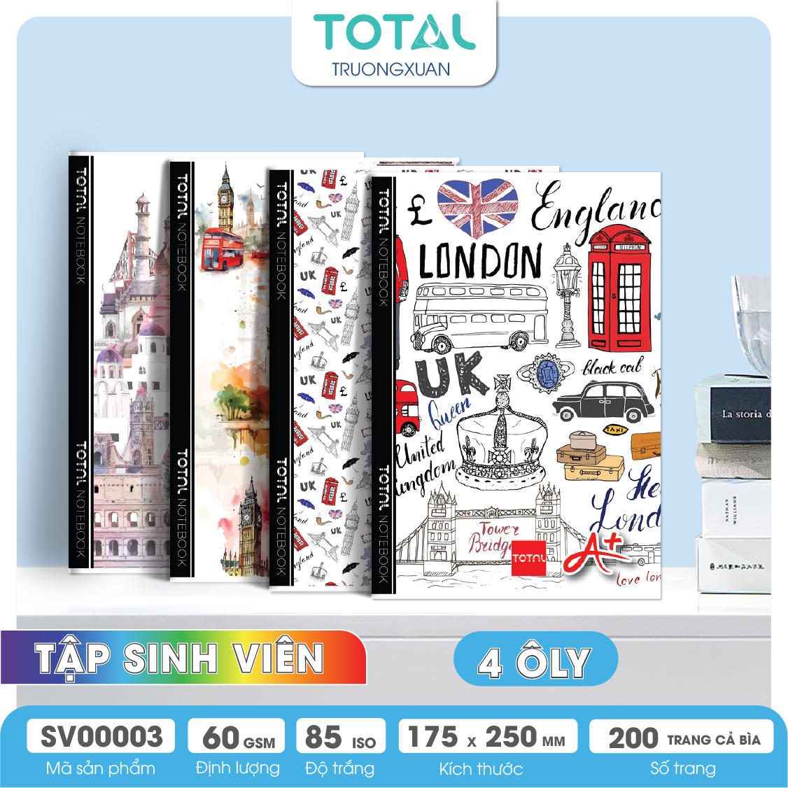 Tập sinh viên Total 4 ôly London 200 trang