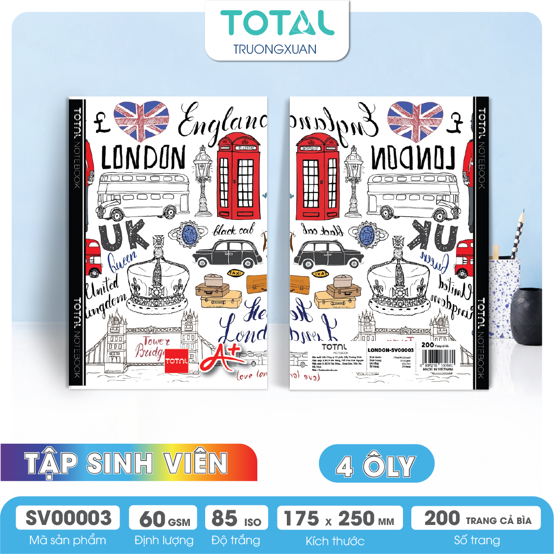Tập sinh viên Total 4 ôly London 200 trang
