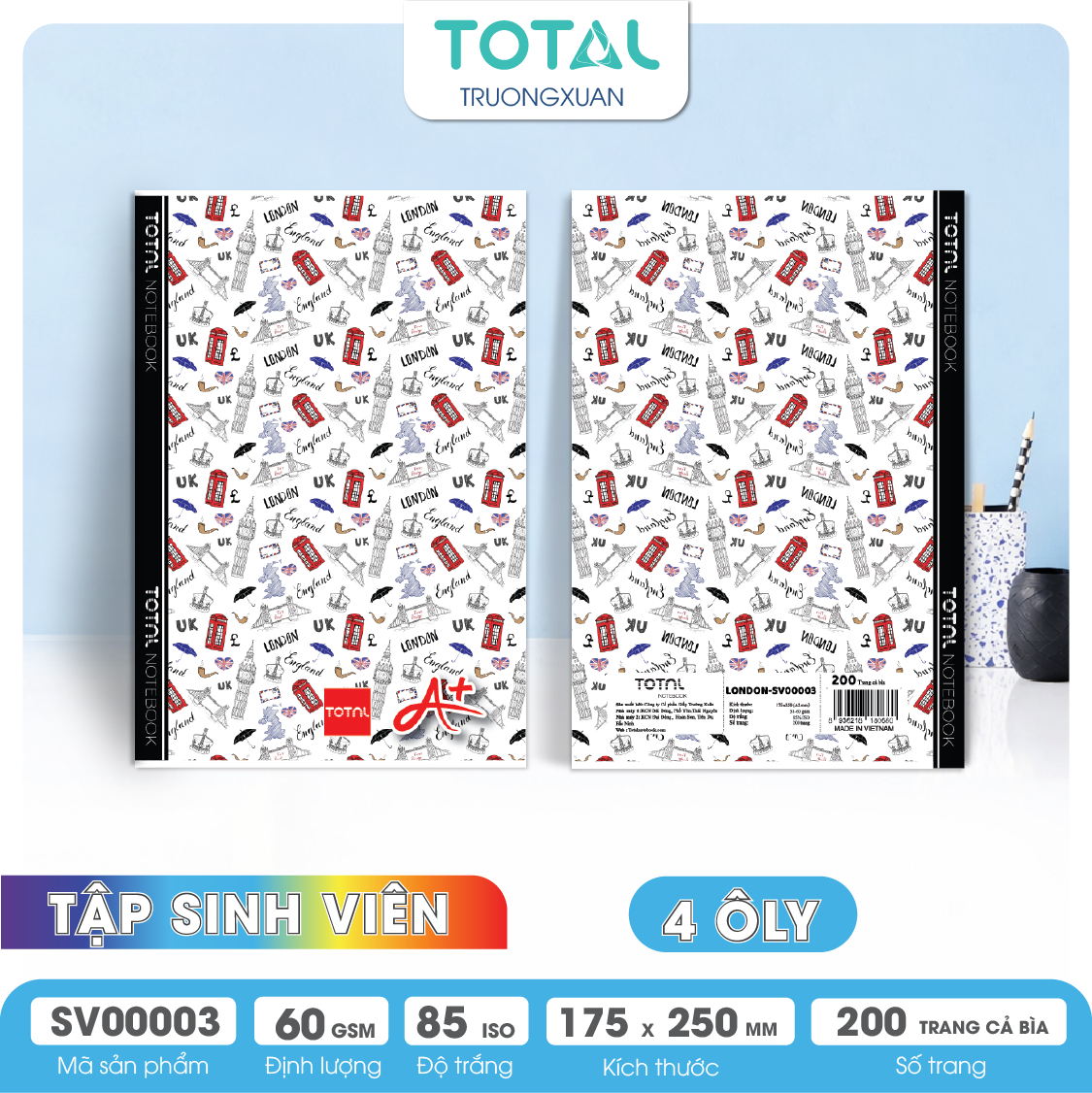 Tập sinh viên Total 4 ôly London 200 trang