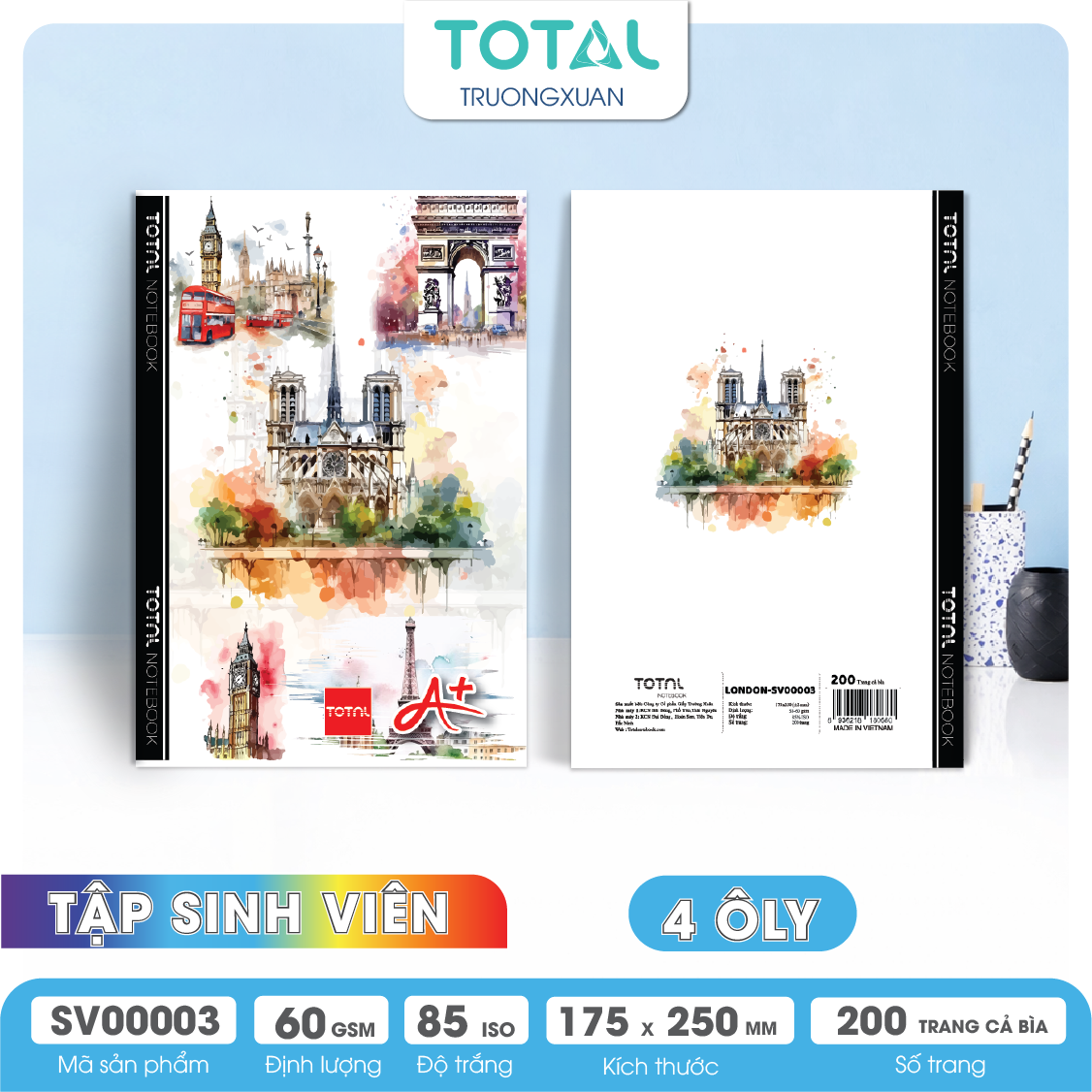 Tập sinh viên Total 4 ôly London 200 trang