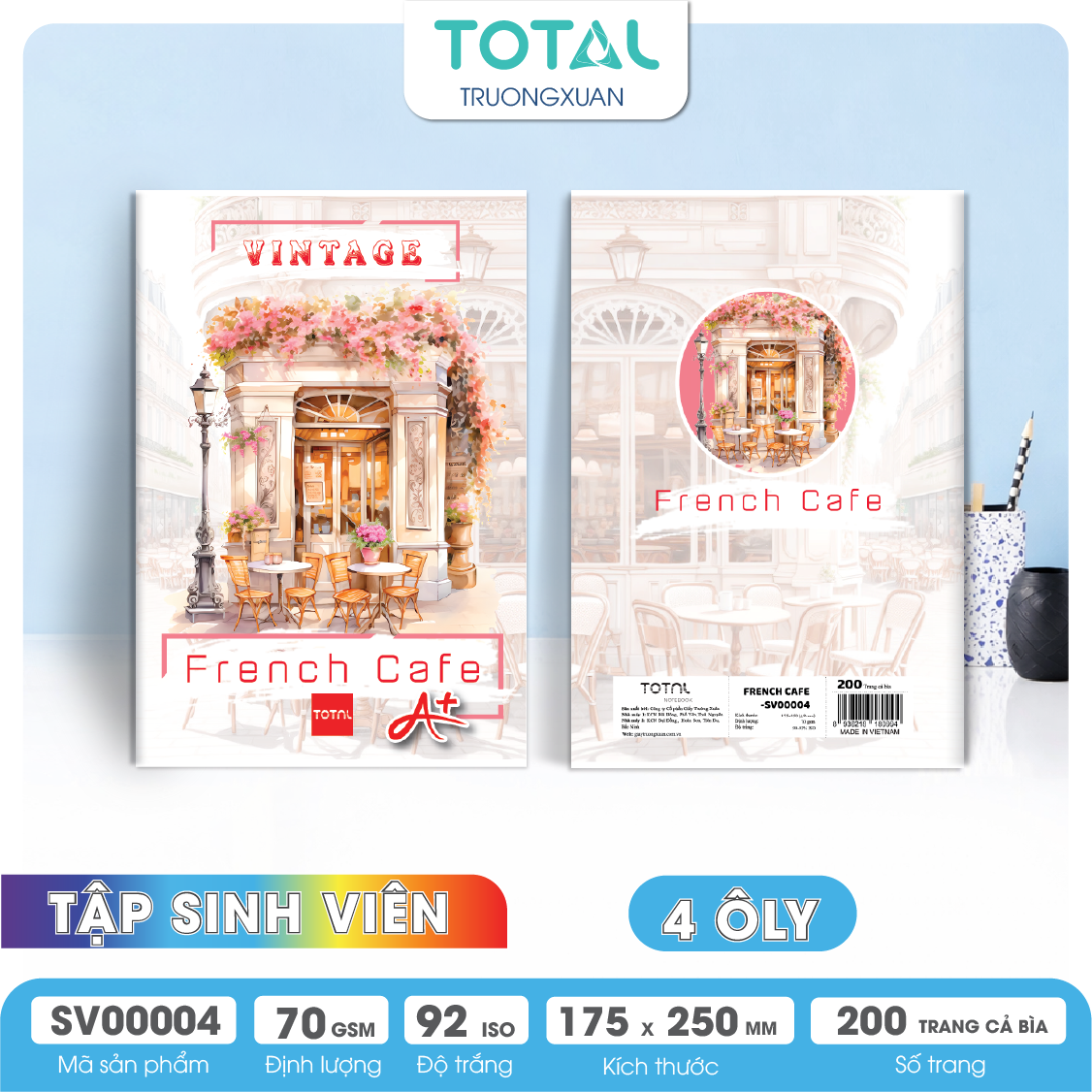 Tập sinh viên Total 4 ôly French Cafe 200 trang