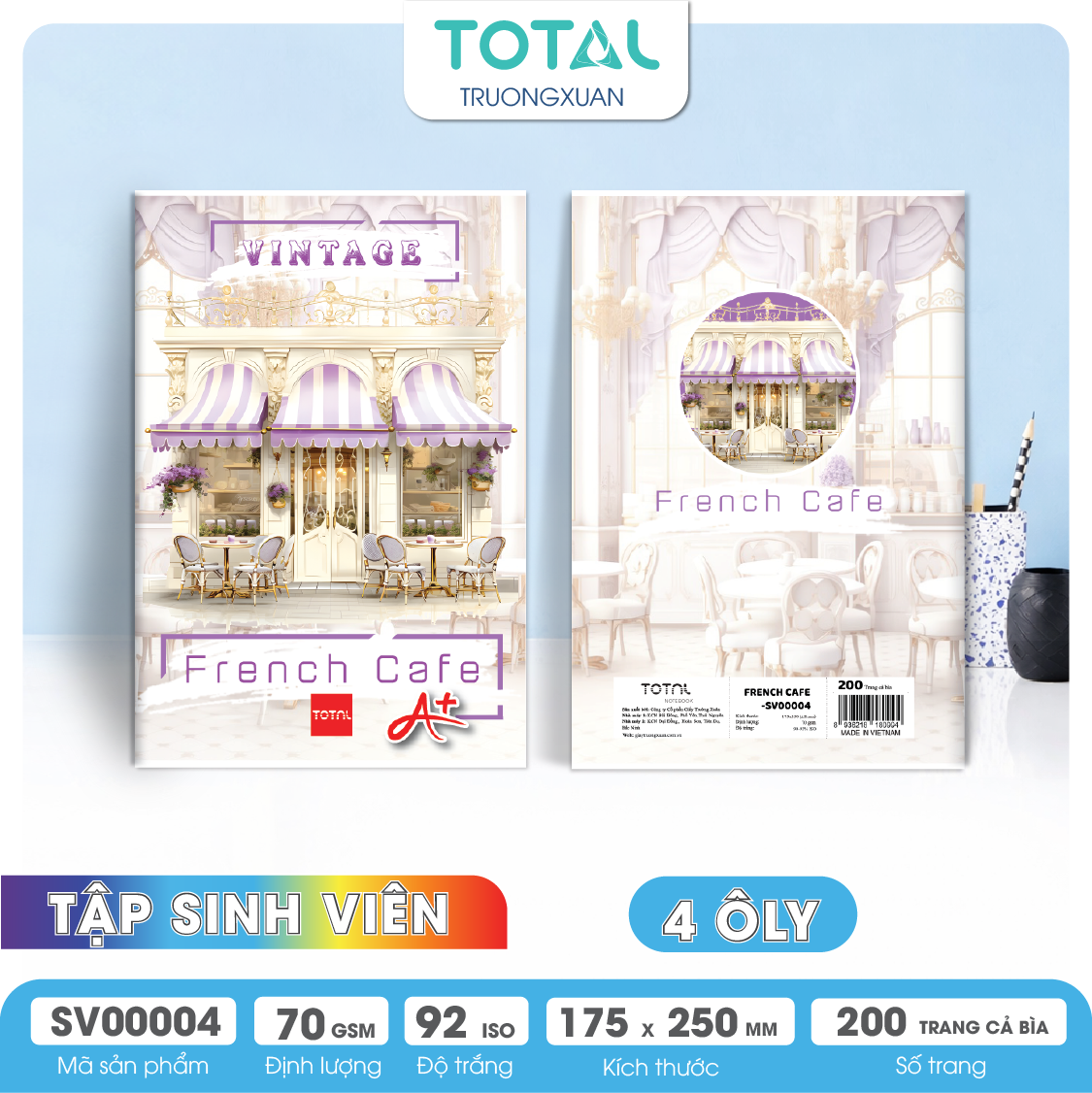 Tập sinh viên Total 4 ôly French Cafe 200 trang