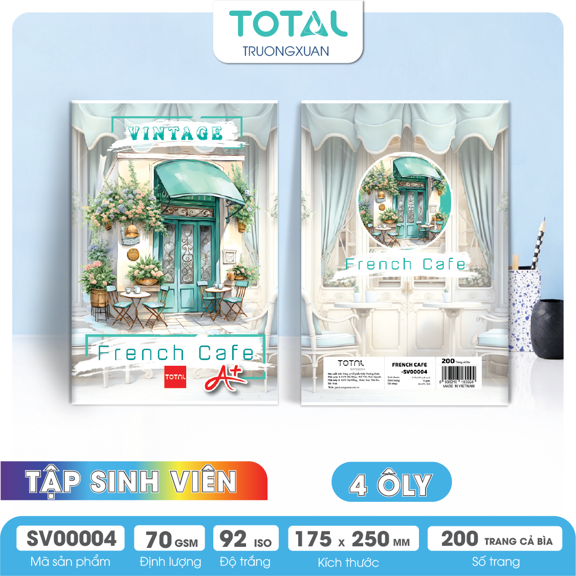 Tập sinh viên Total 4 ôly French Cafe 200 trang