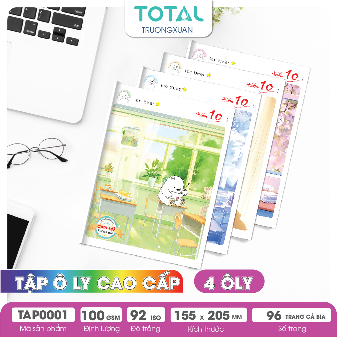 Tập vở oly Total ICE BEAR 96 trang 4 ôly