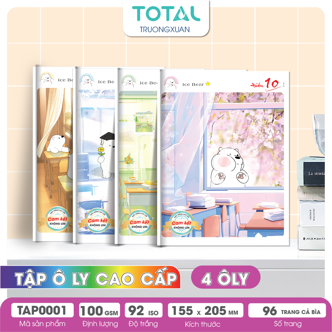 Tập vở oly Total ICE BEAR 96 trang 4 ôly