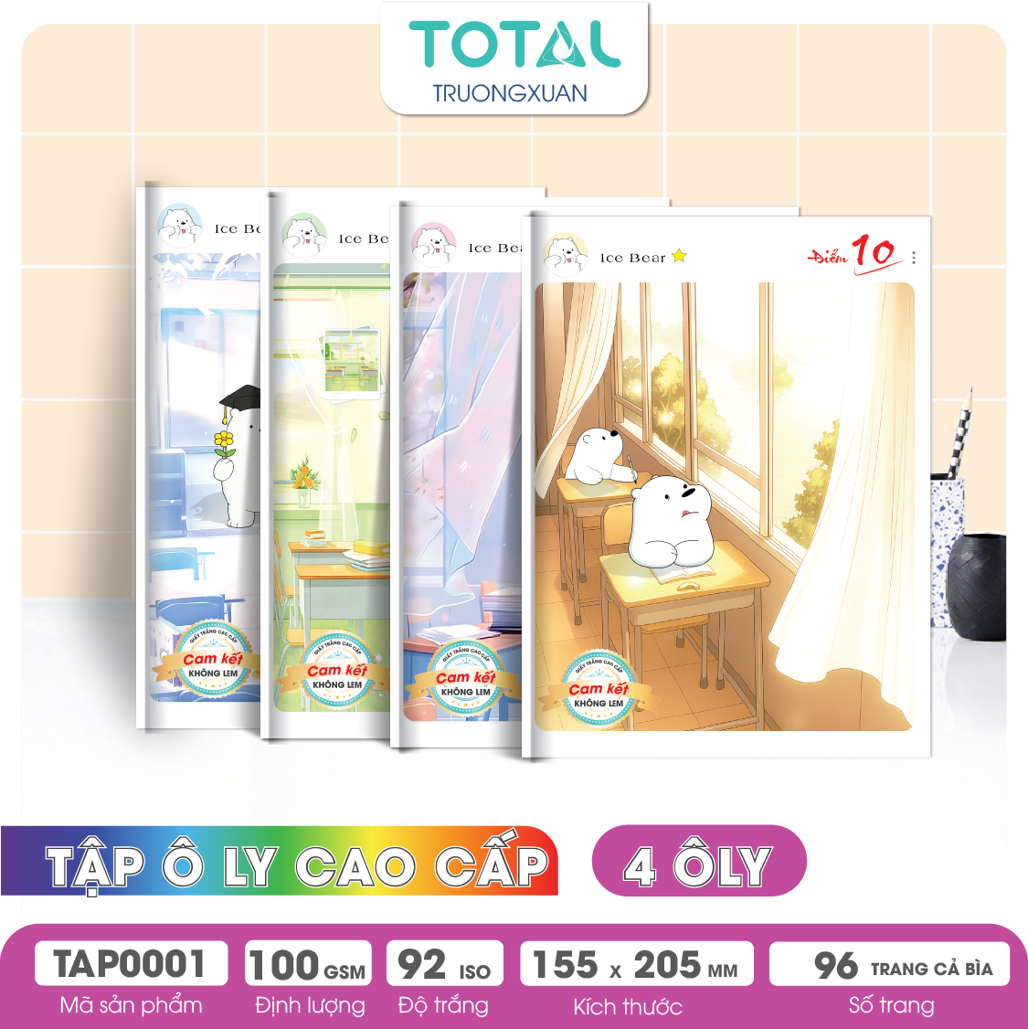 Tập vở oly Total ICE BEAR 96 trang 4 ôly