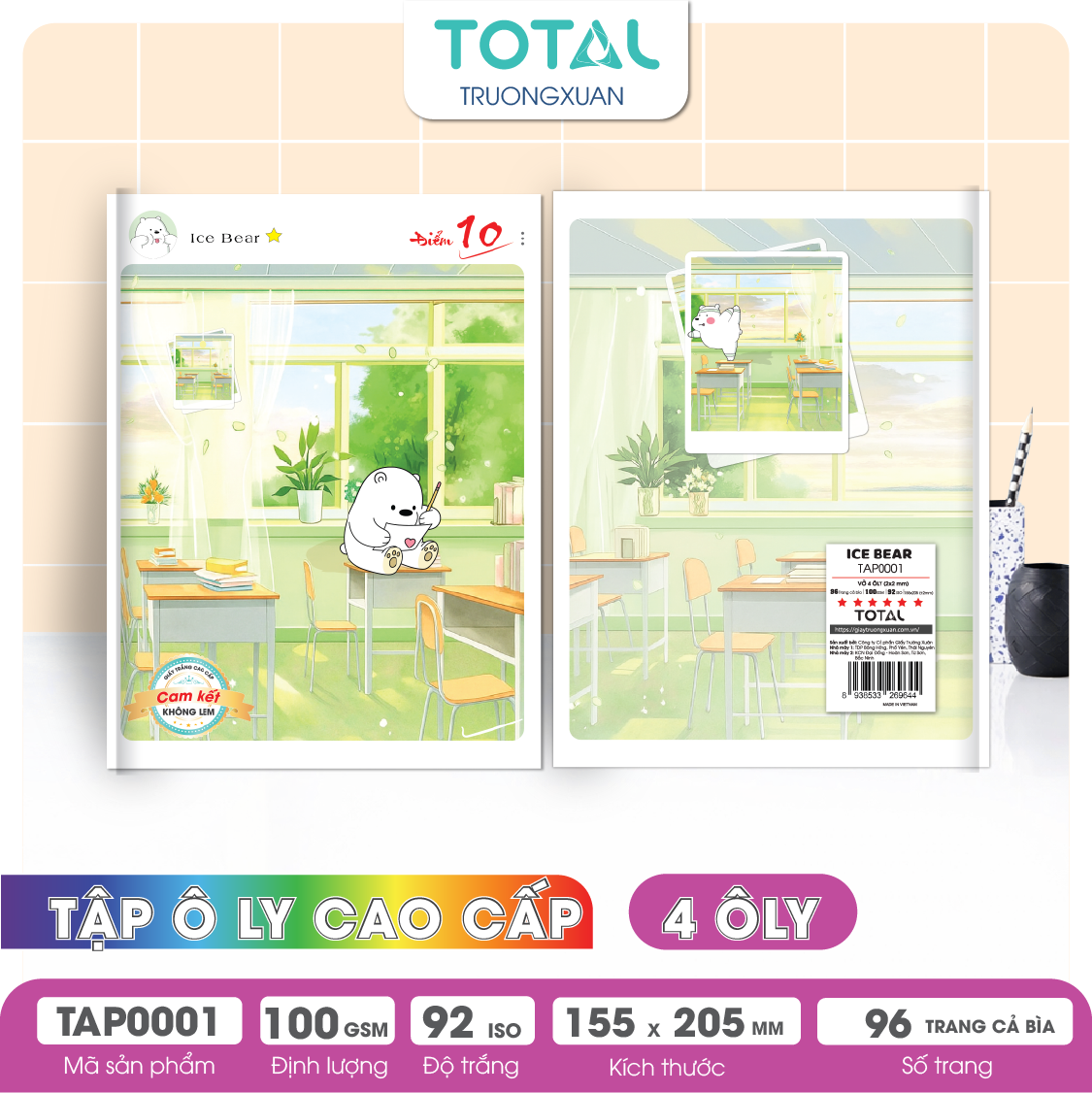 Tập vở oly Total ICE BEAR 96 trang 4 ôly