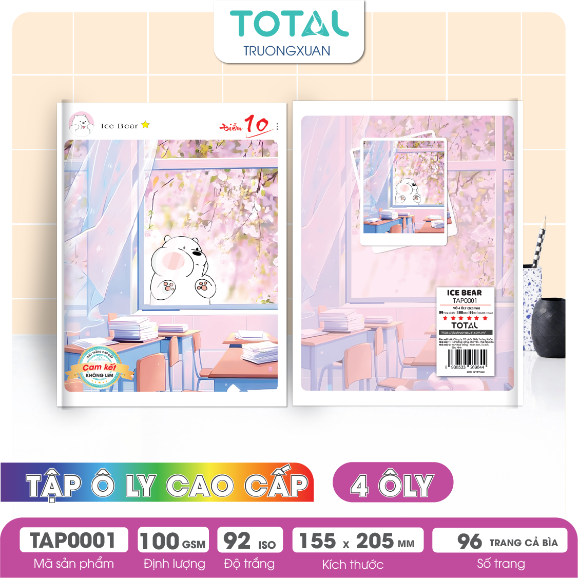 Tập vở oly Total ICE BEAR 96 trang 4 ôly