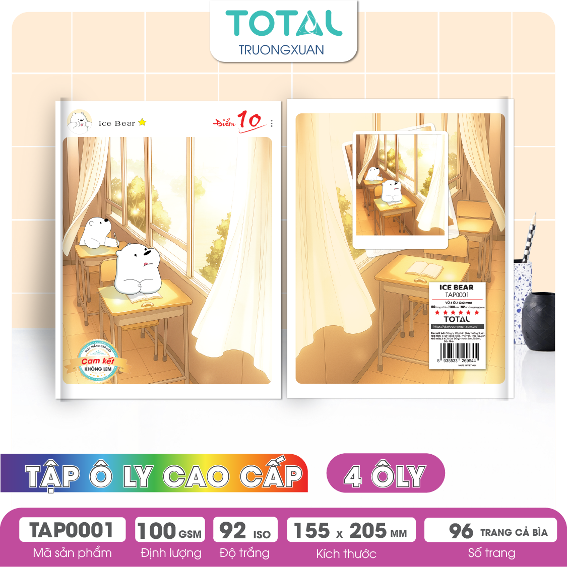 Tập vở oly Total ICE BEAR 96 trang 4 ôly