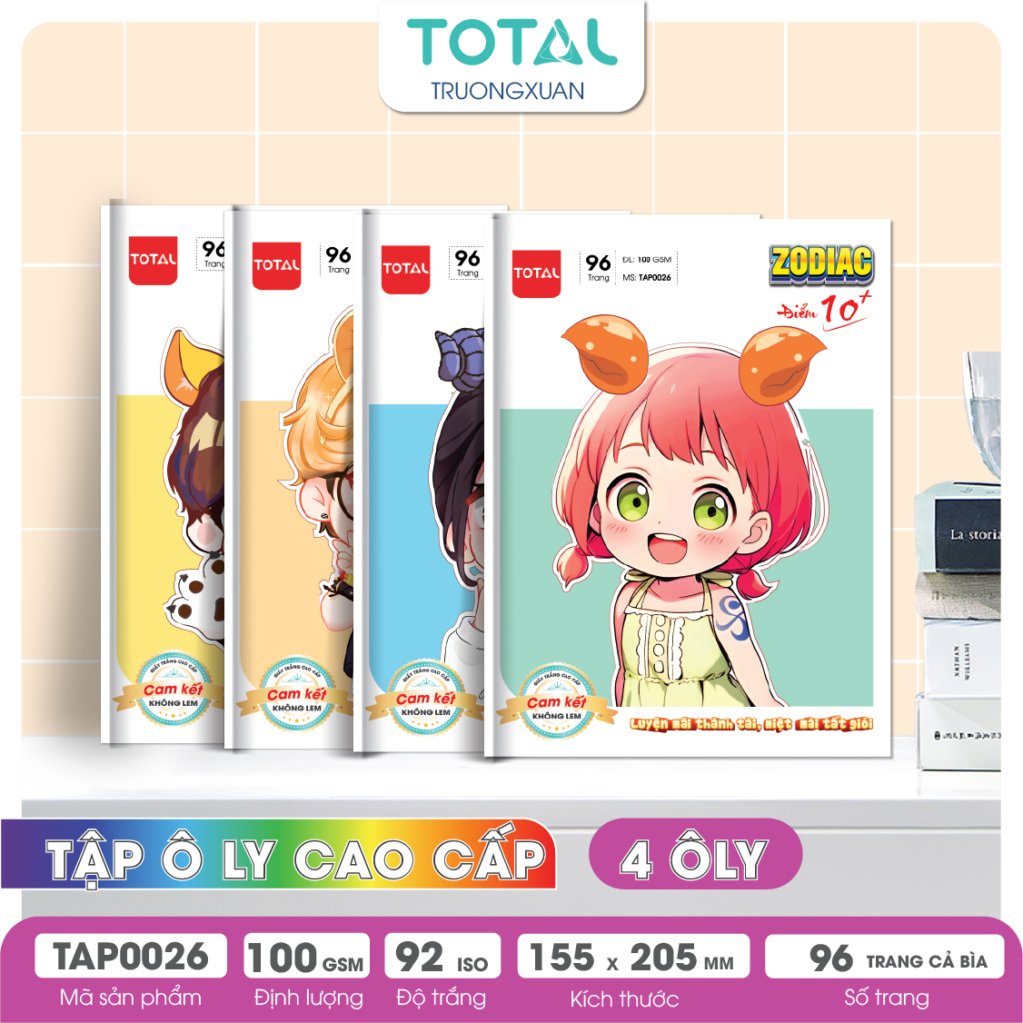 Tập vở oly Total ZODIAC 96 trang 4 ôly