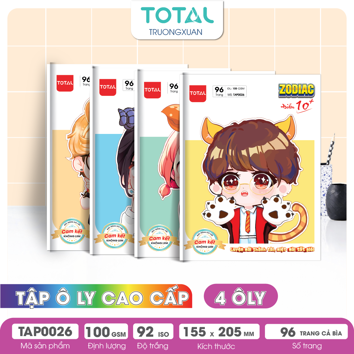 Tập vở oly Total ZODIAC 96 trang 4 ôly
