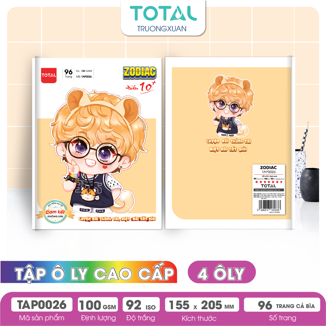Tập vở oly Total ZODIAC 96 trang 4 ôly